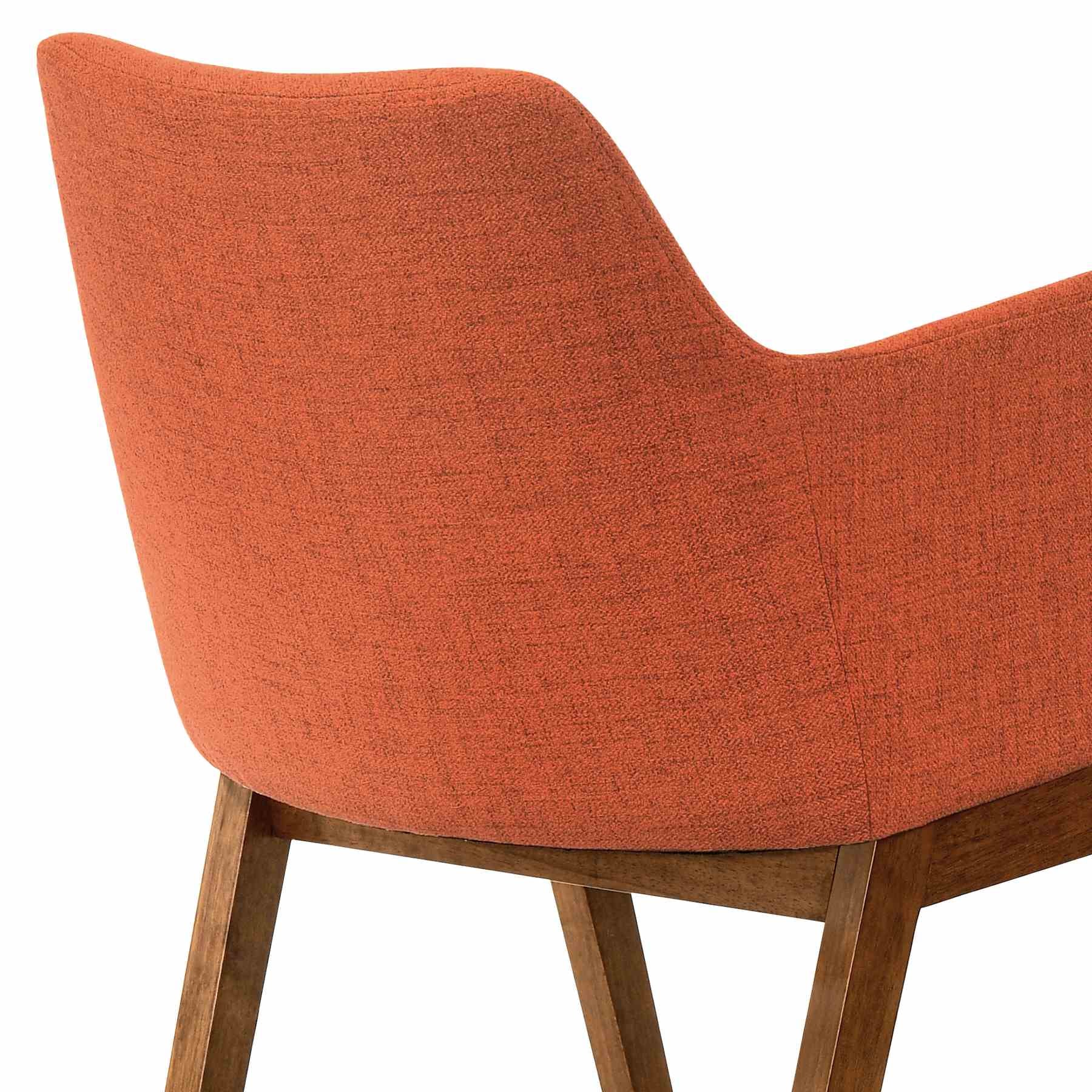 Renzo Orange Fabric and Walnut Wood Dining Side Chairs - Set of 2 - Image 6