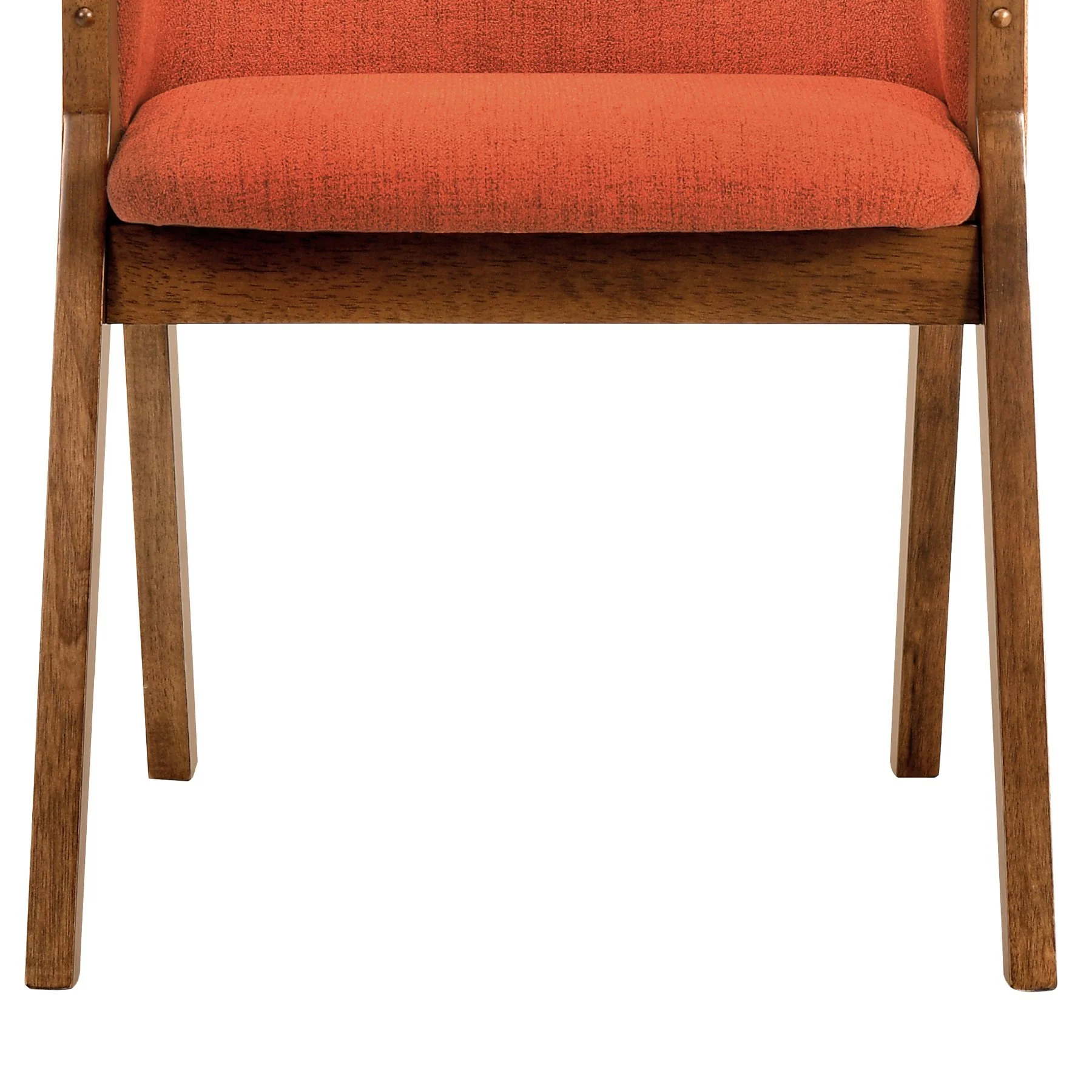 Renzo Orange Fabric and Walnut Wood Dining Side Chairs - Set of 2 - Image 7