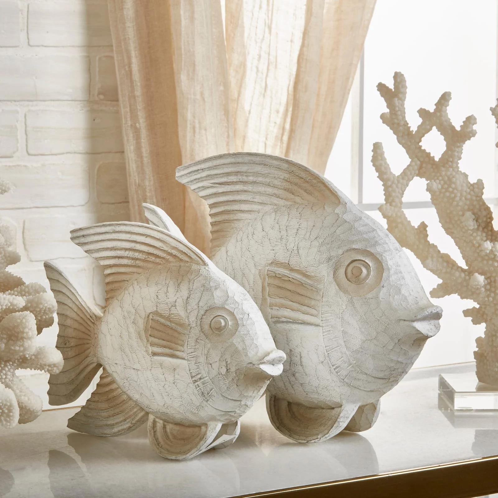 Resin 10" Fish Figurine, Whitewash - Image 10
