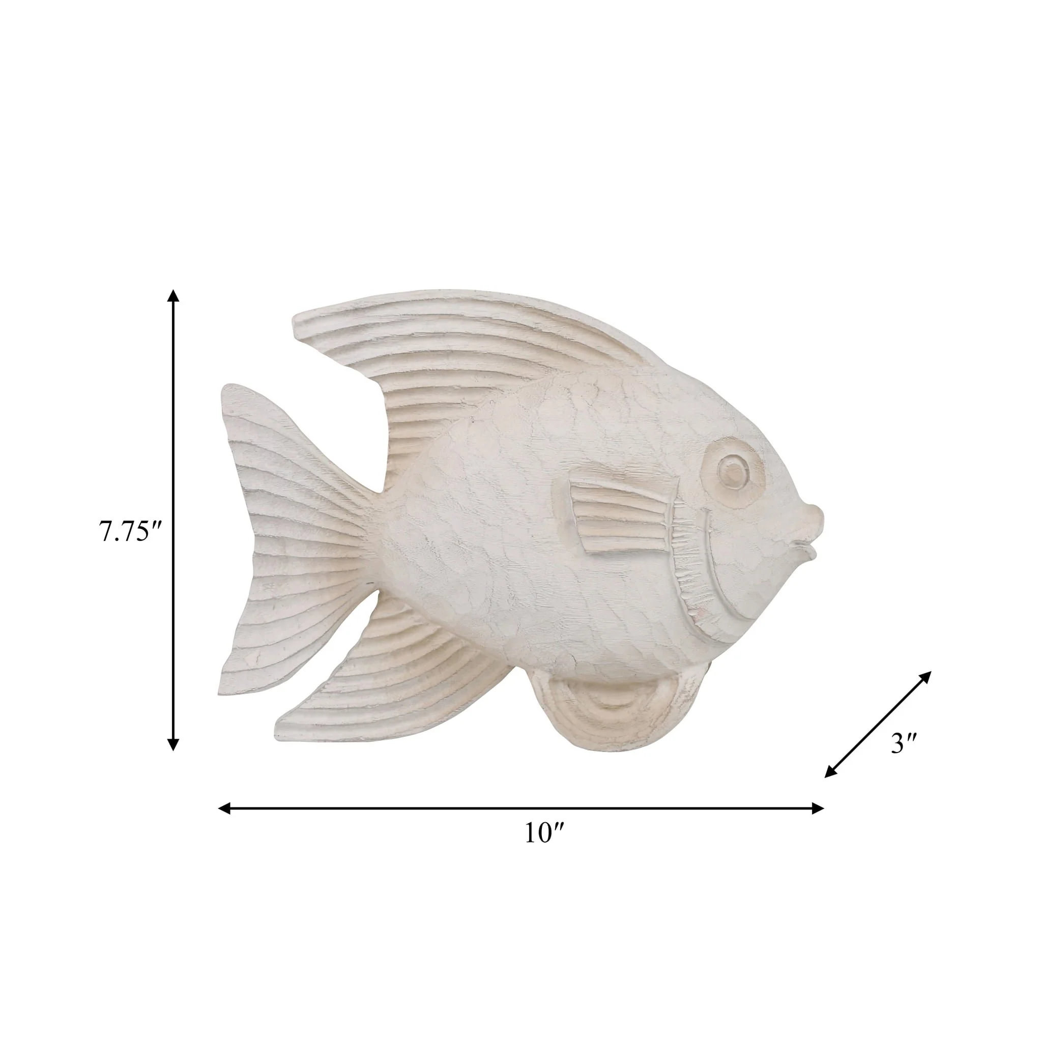 Resin 10" Fish Figurine, Whitewash - Image 8