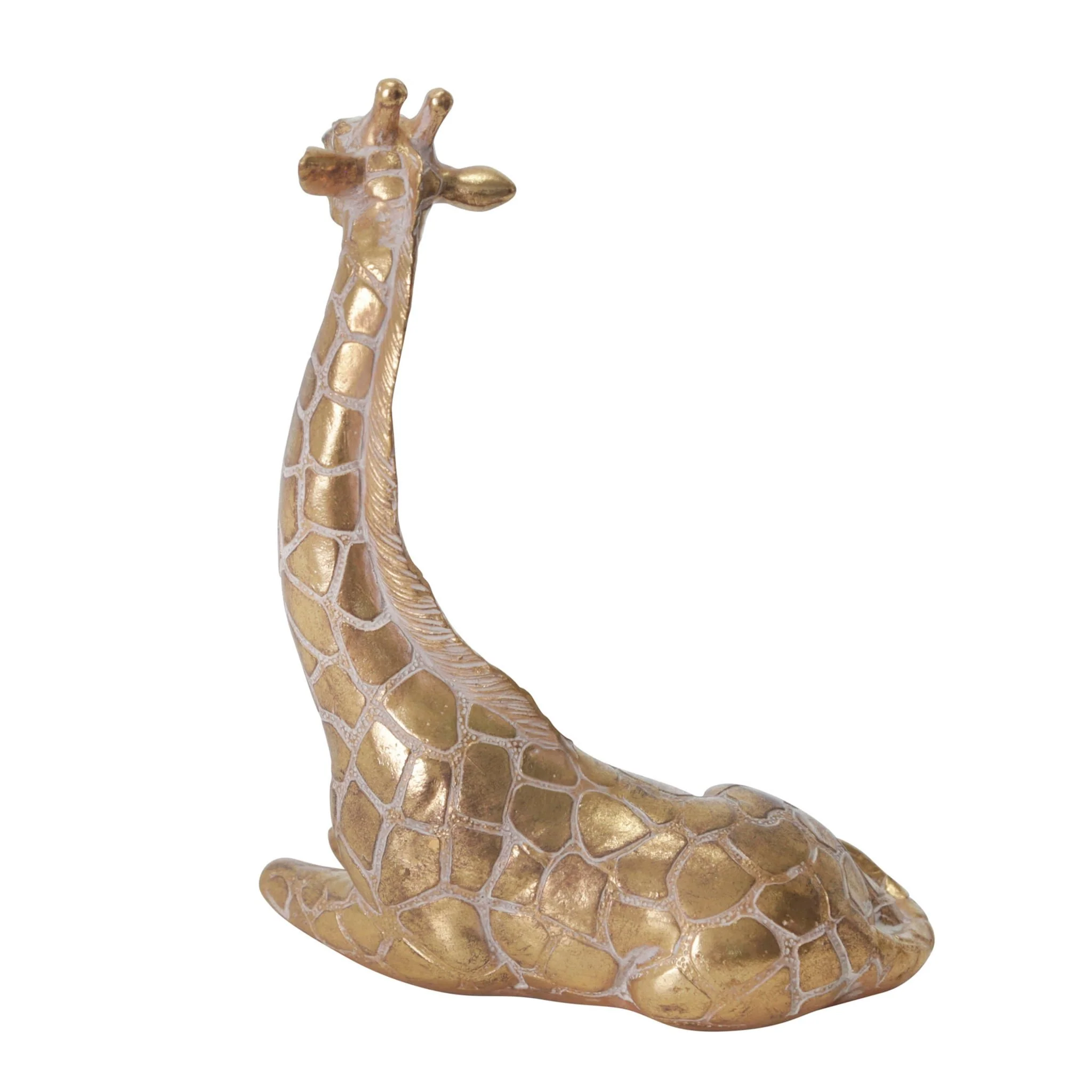 Resin 10" Sitting Giraffe , Gold - Image 3