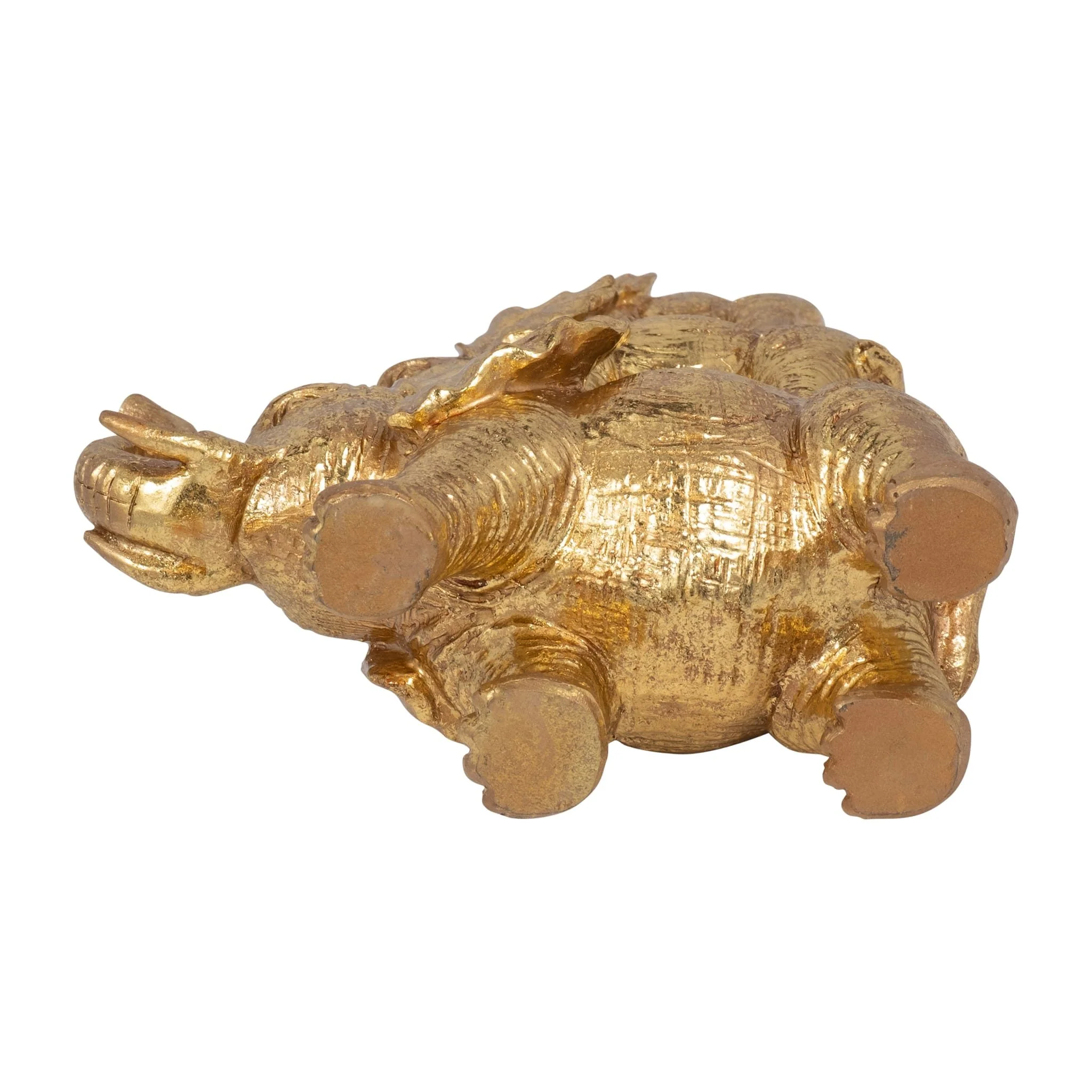 Resin, 10" Stacked Raised Trunk Elephants, Gold - Image 7