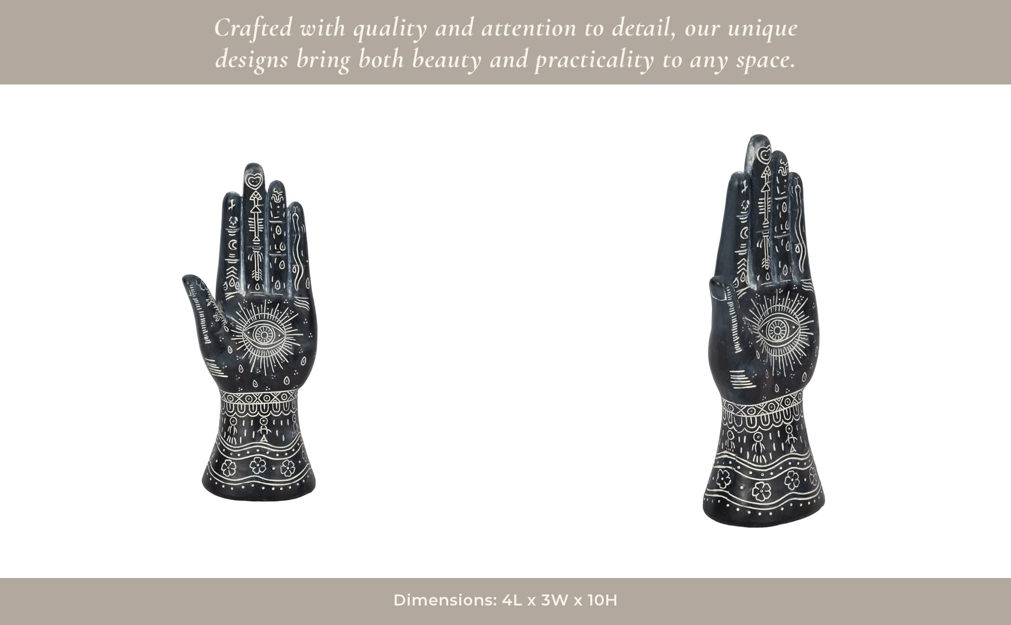 Resin, 10" Tattoo Hand, Black - Image 12