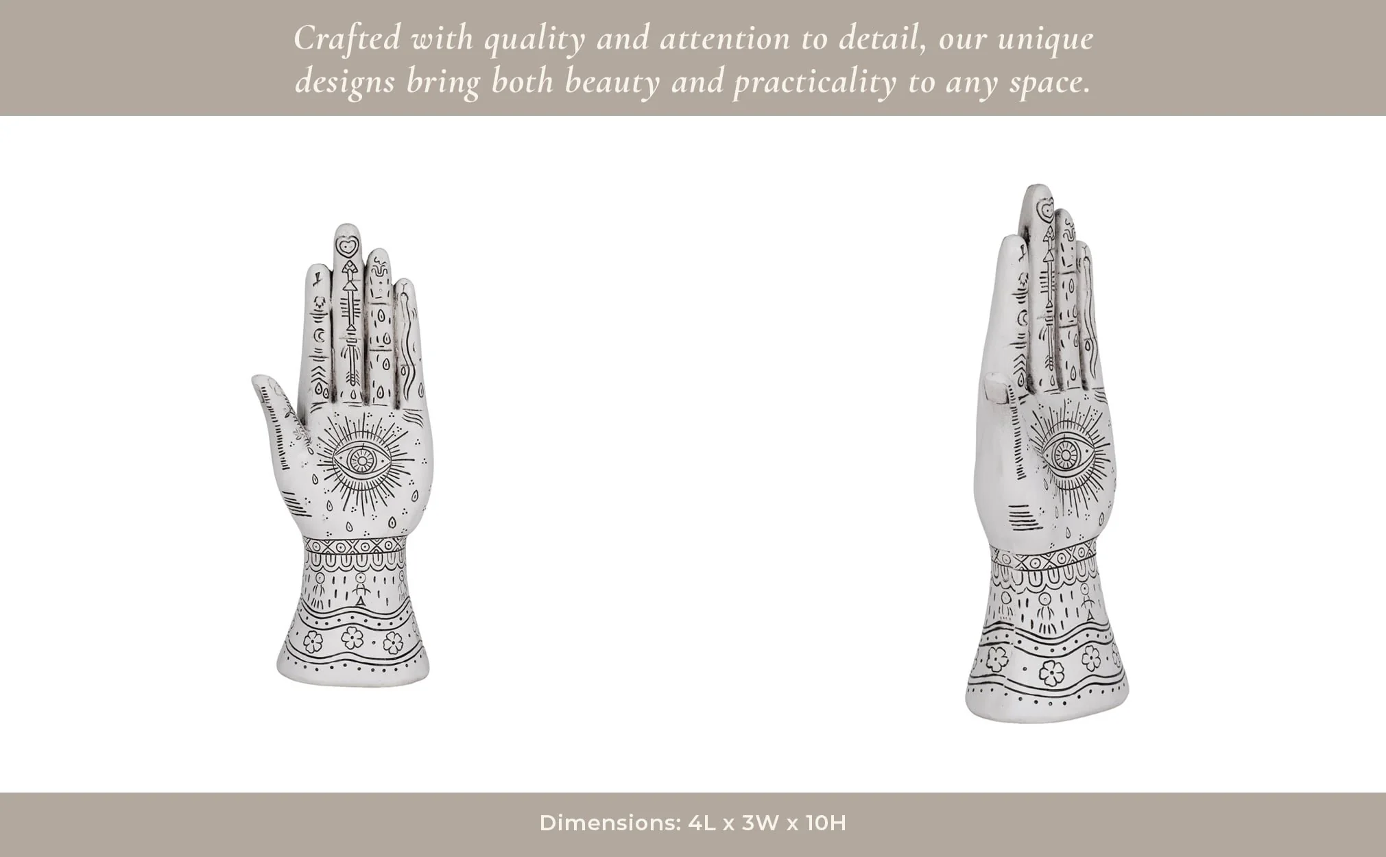 Resin, 10" Tattoo Hand, White - Image 11