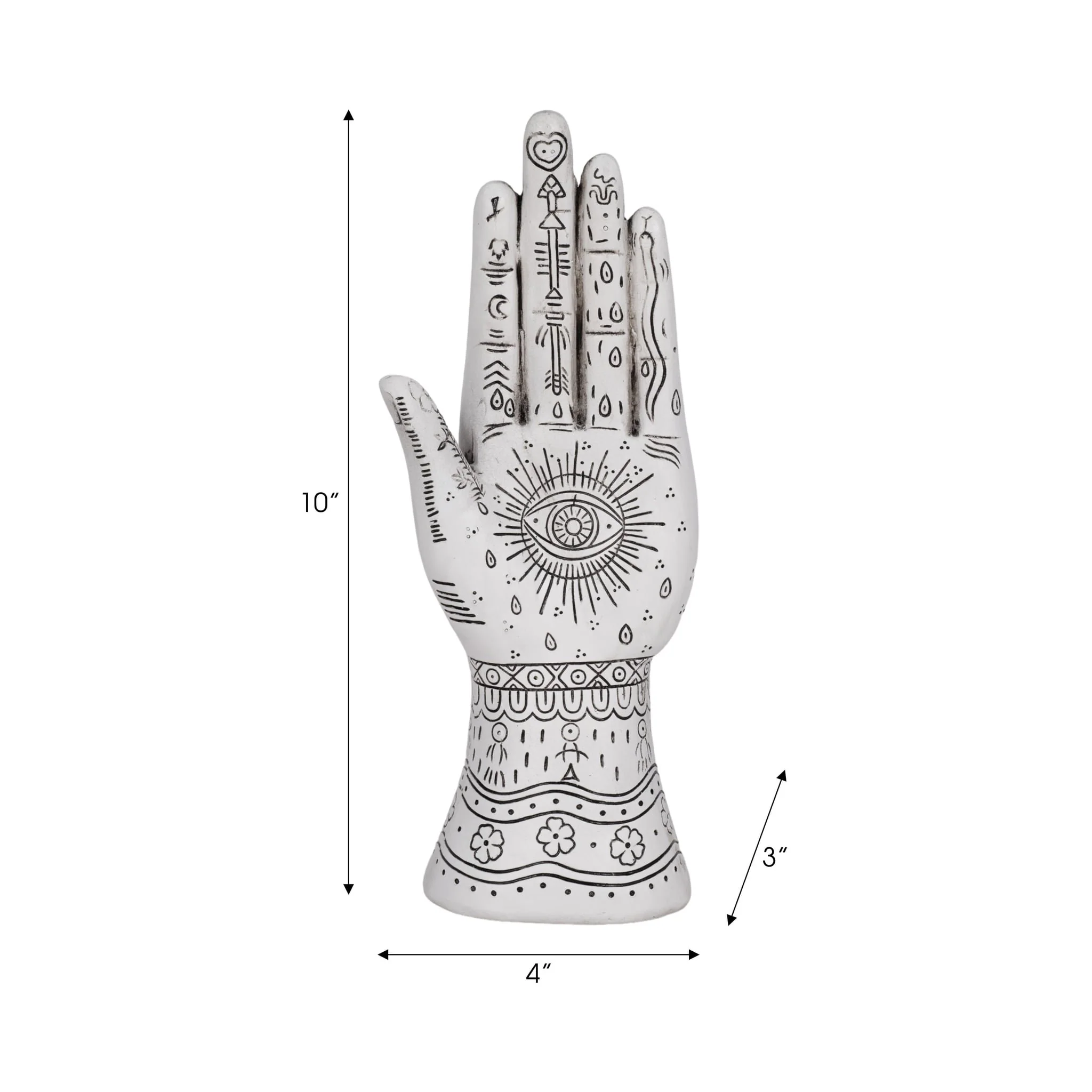 Resin, 10" Tattoo Hand, White - Image 8