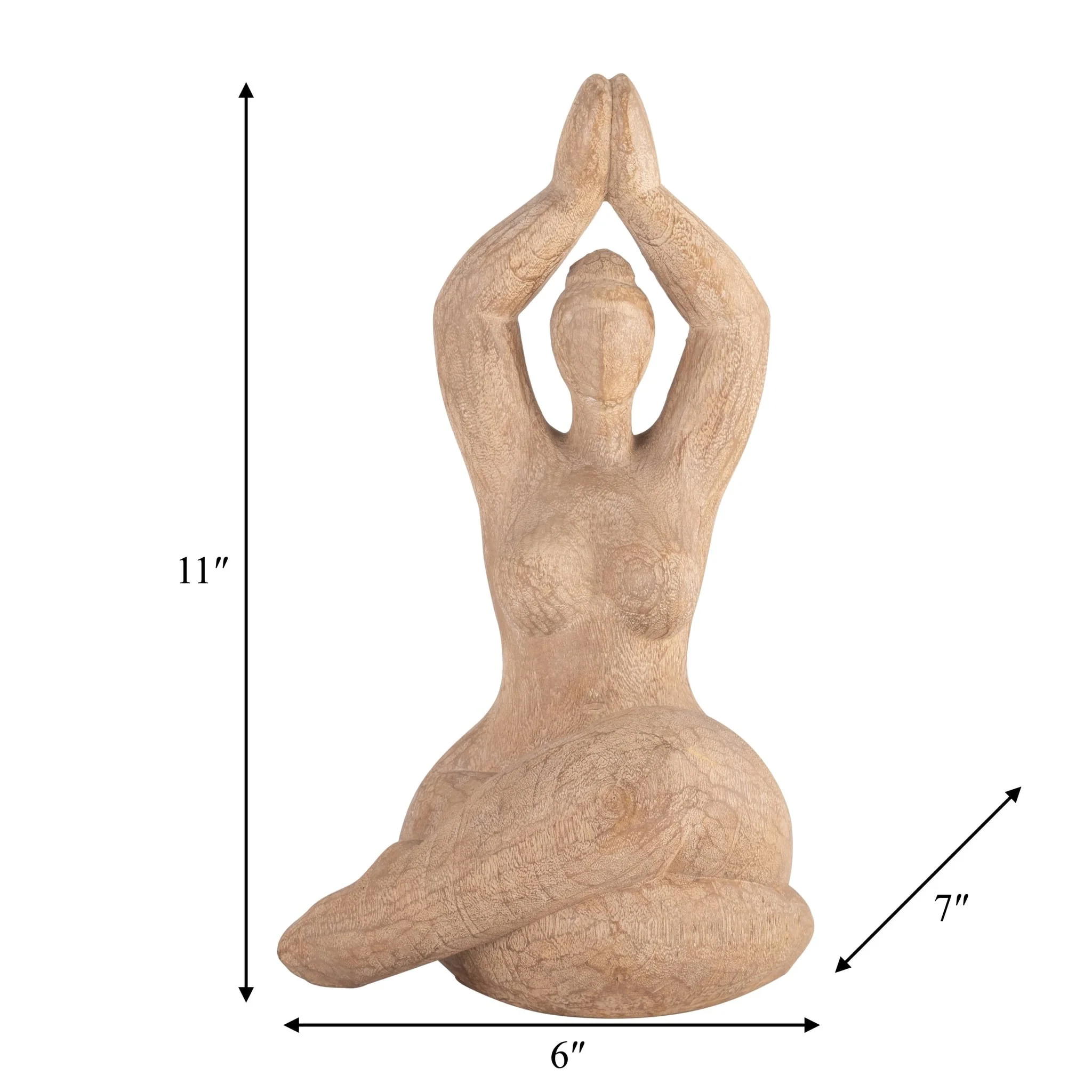 Resin 11" Namaste Female Yoga Figurine, Brown - Image 2
