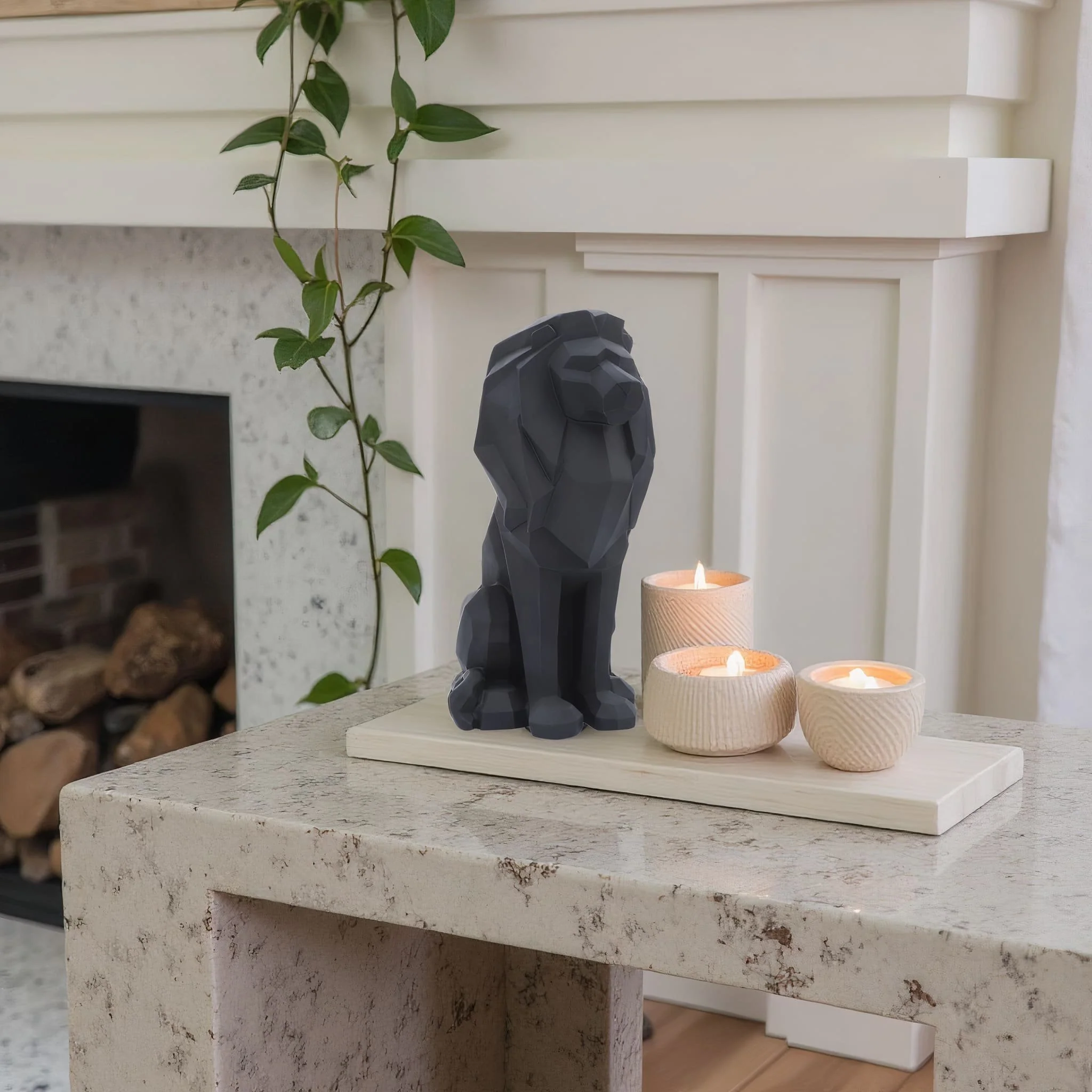 Resin 11"h Sitting Lion, Black - Image 11
