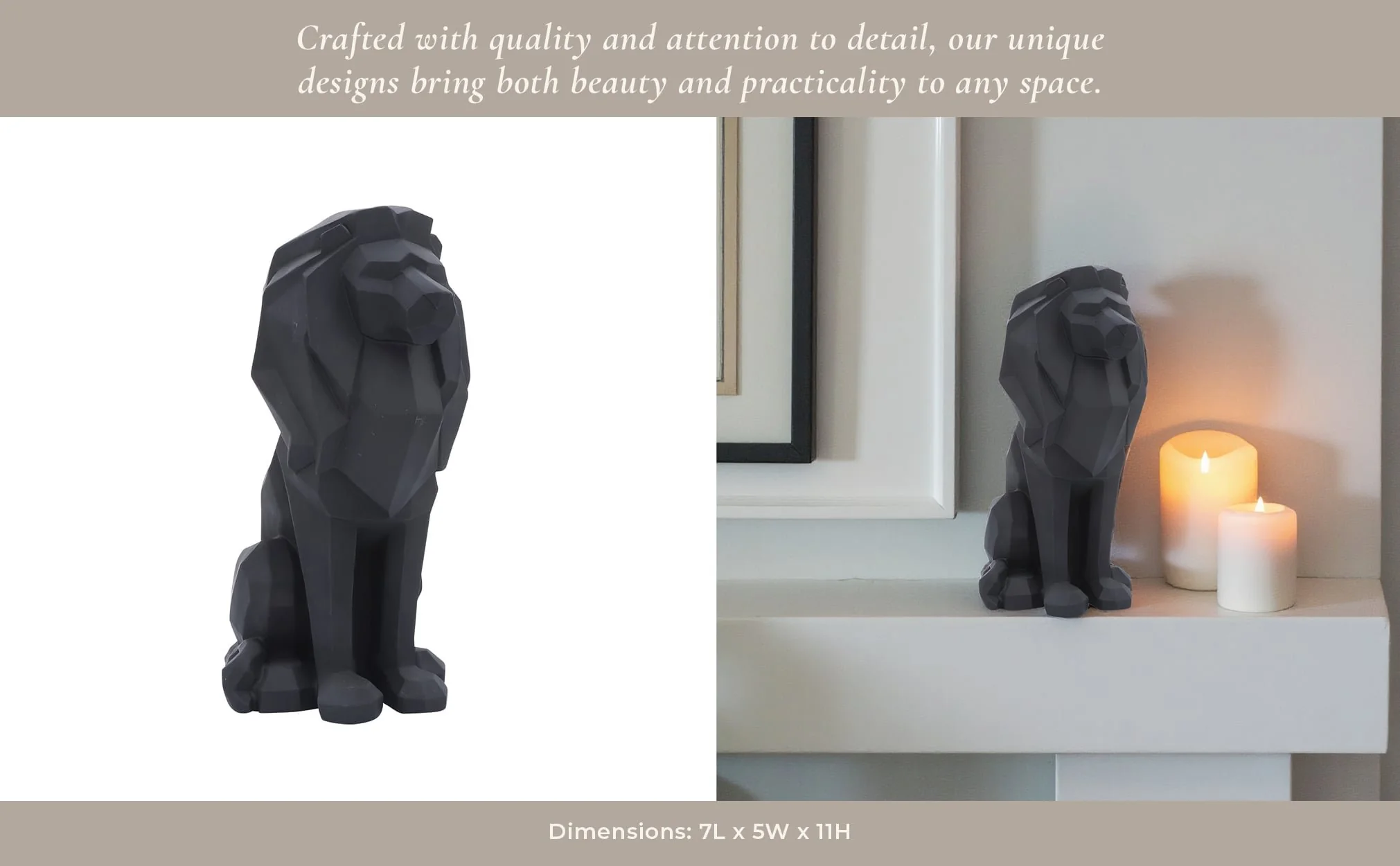 Resin 11"h Sitting Lion, Black - Image 12