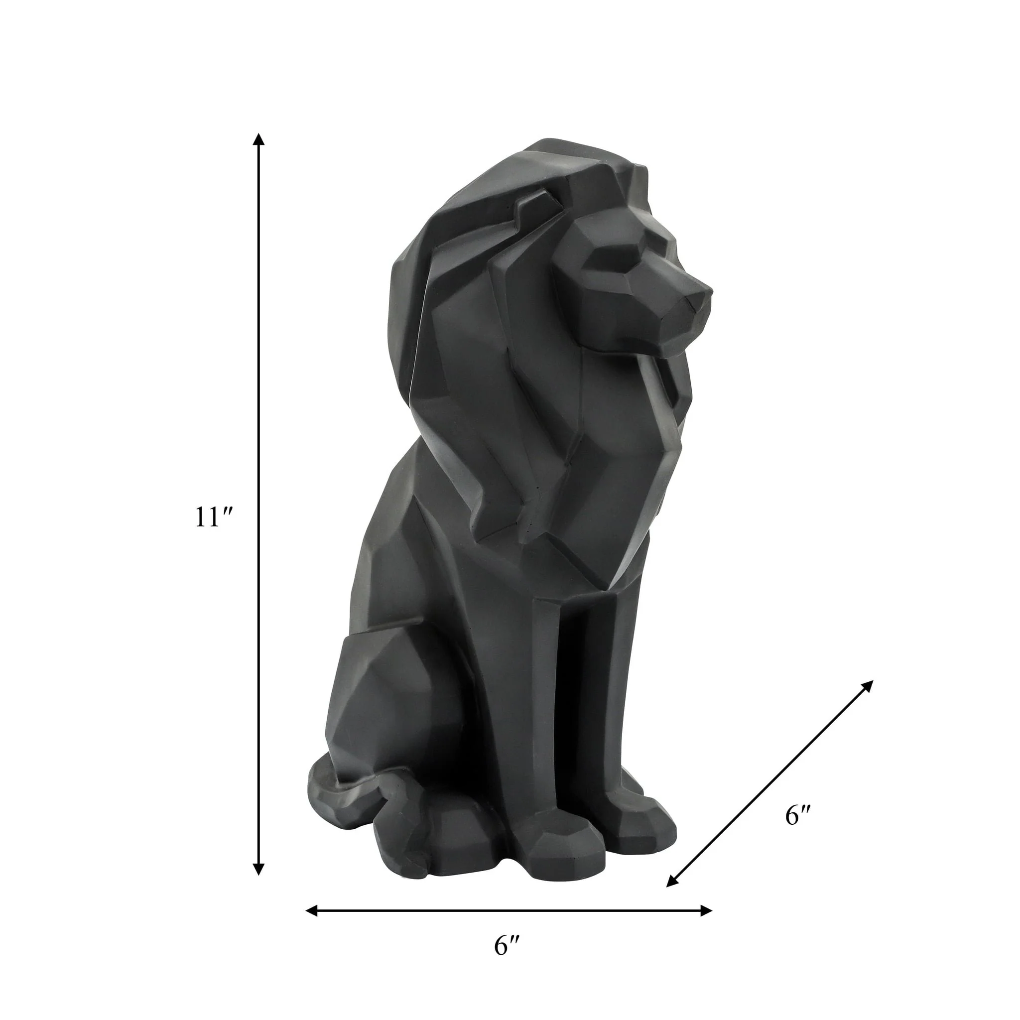 Resin 11"h Sitting Lion, Black - Image 6