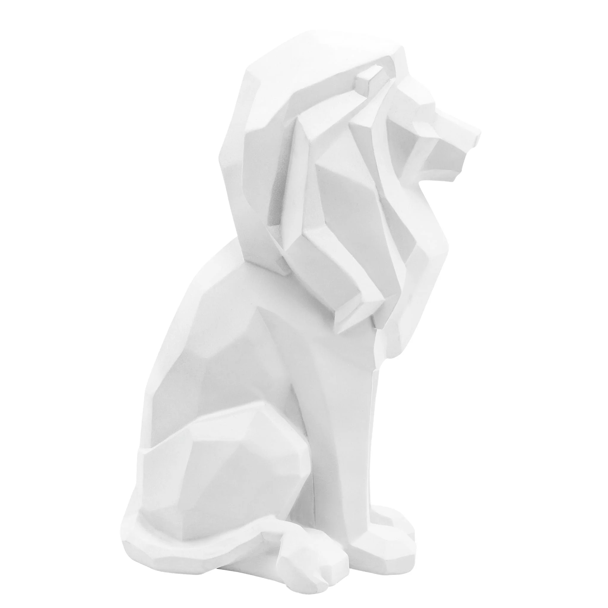Resin 11"h Sitting Lion, White - Image 2