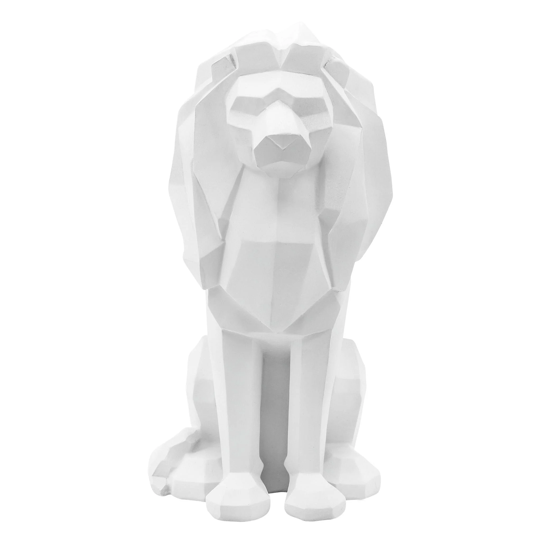 Resin 11"h Sitting Lion, White - Image 4