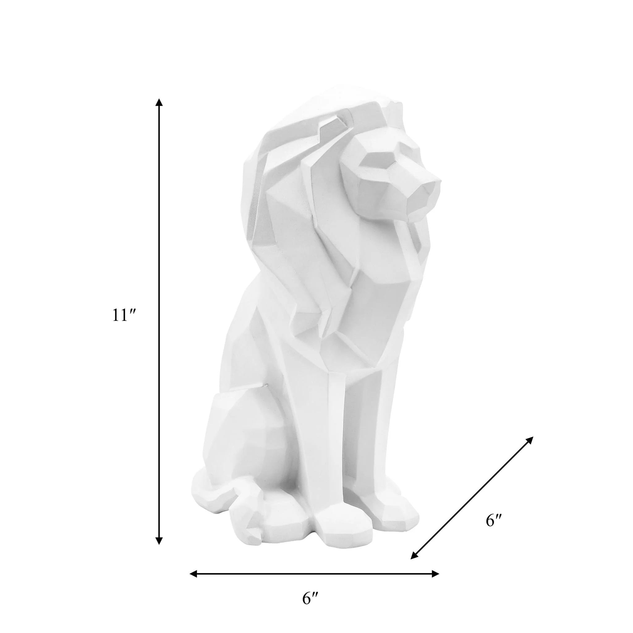 Resin 11"h Sitting Lion, White - Image 5