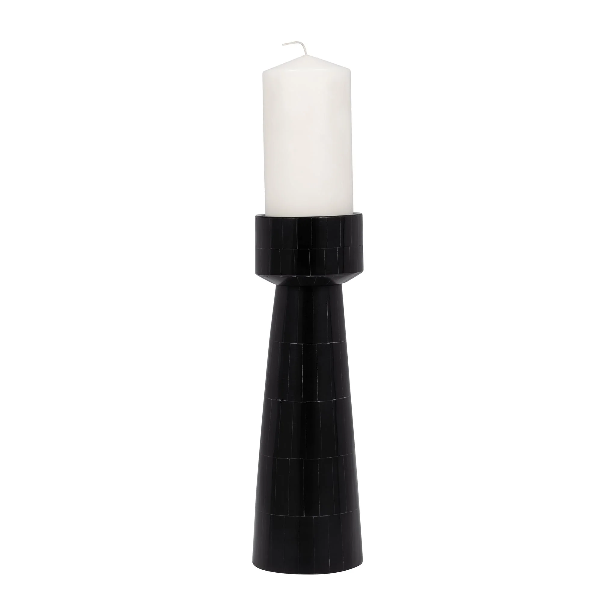 Resin, 12" Pillar Candleholder, Black - Image 2