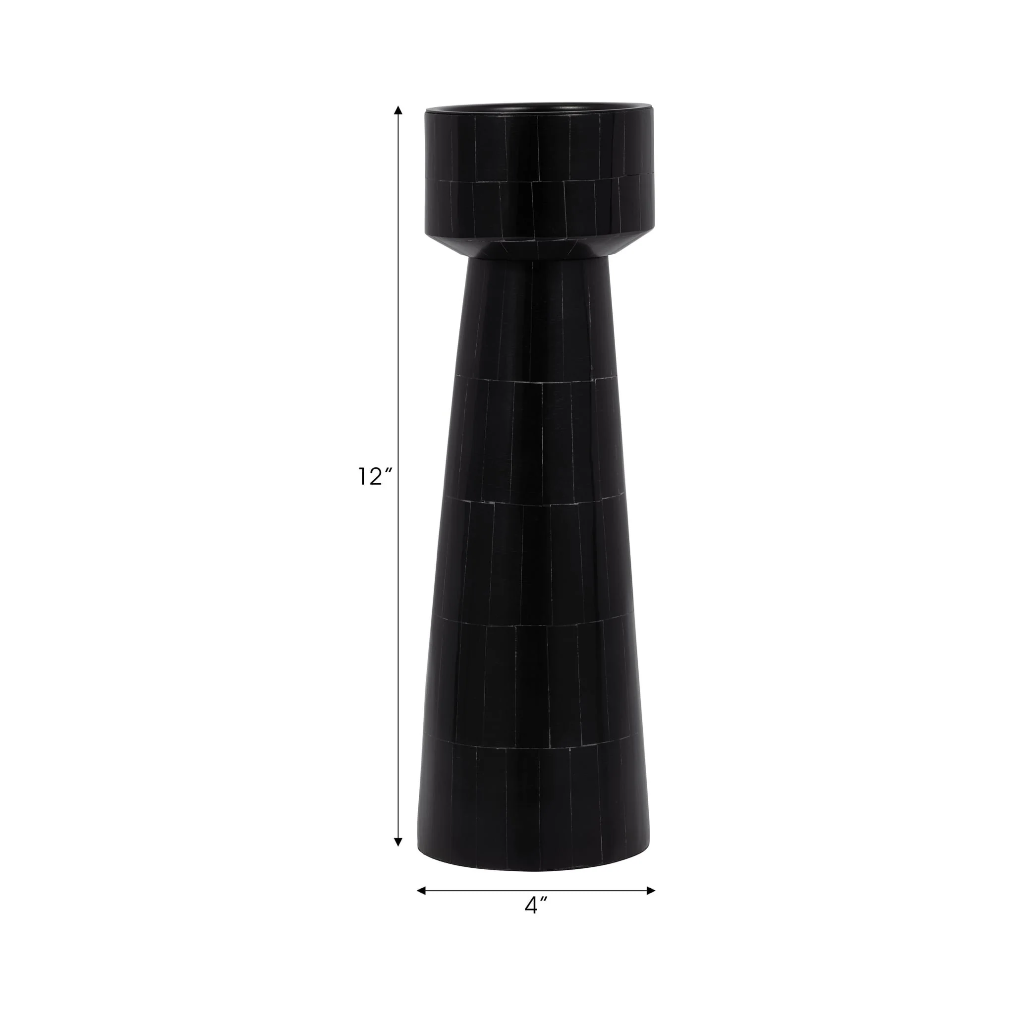 Resin, 12" Pillar Candleholder, Black - Image 3