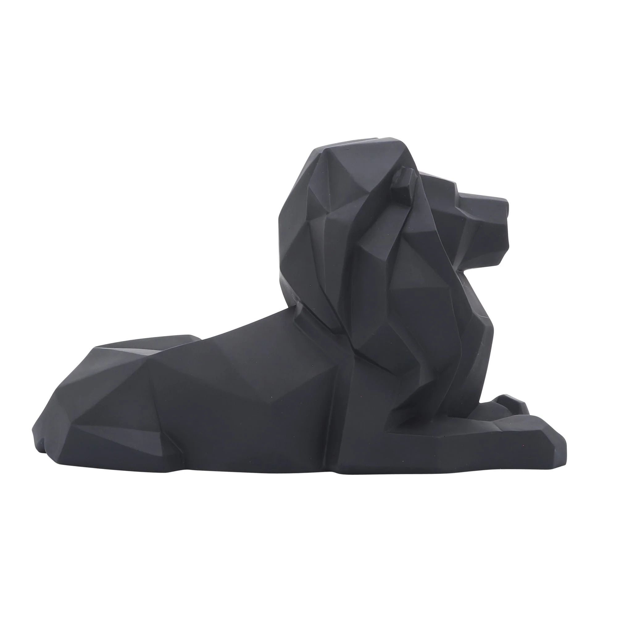 Resin 13" Laying Lion, Black - Image 3