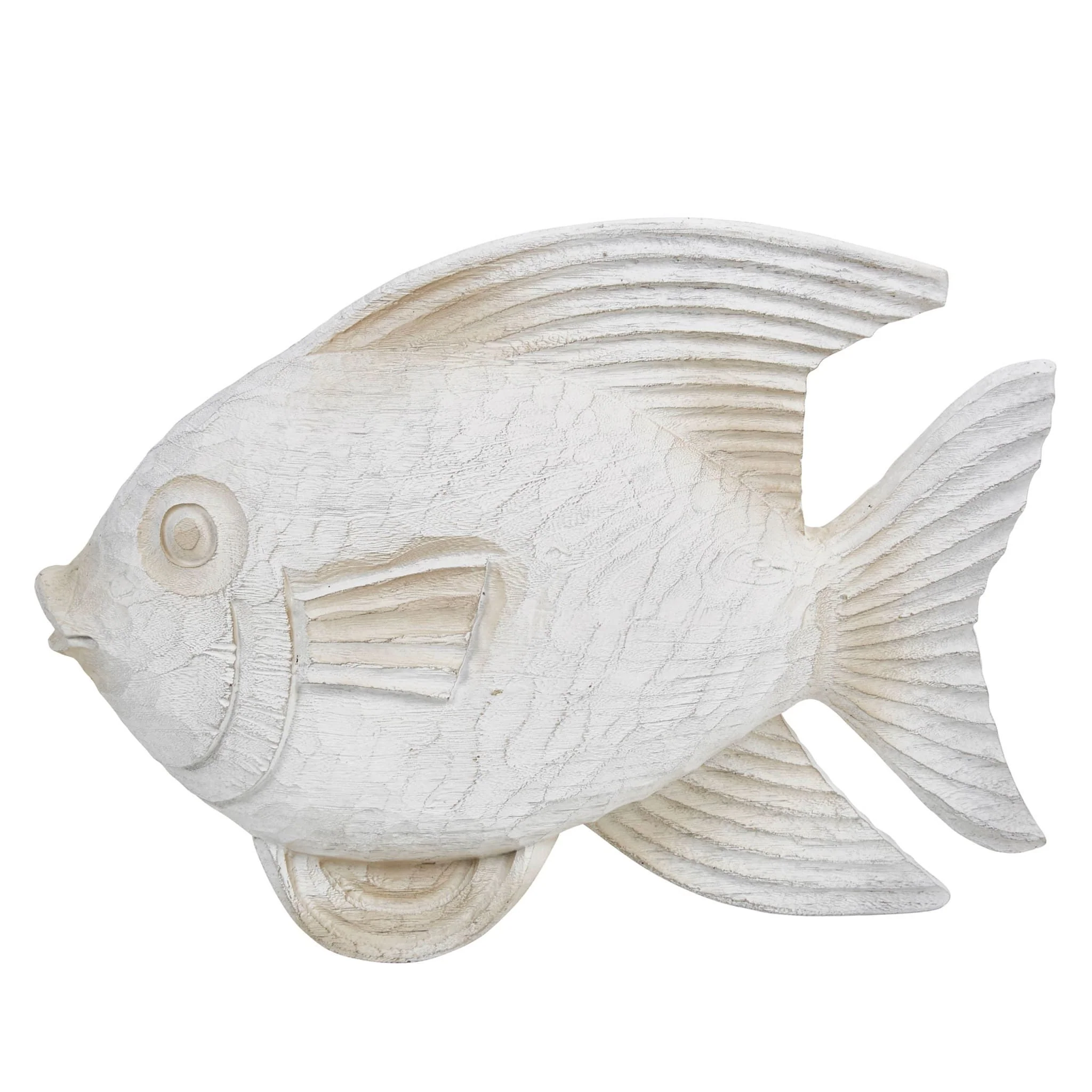 Resin 14" Fish Figurine, White Wash - Image 2