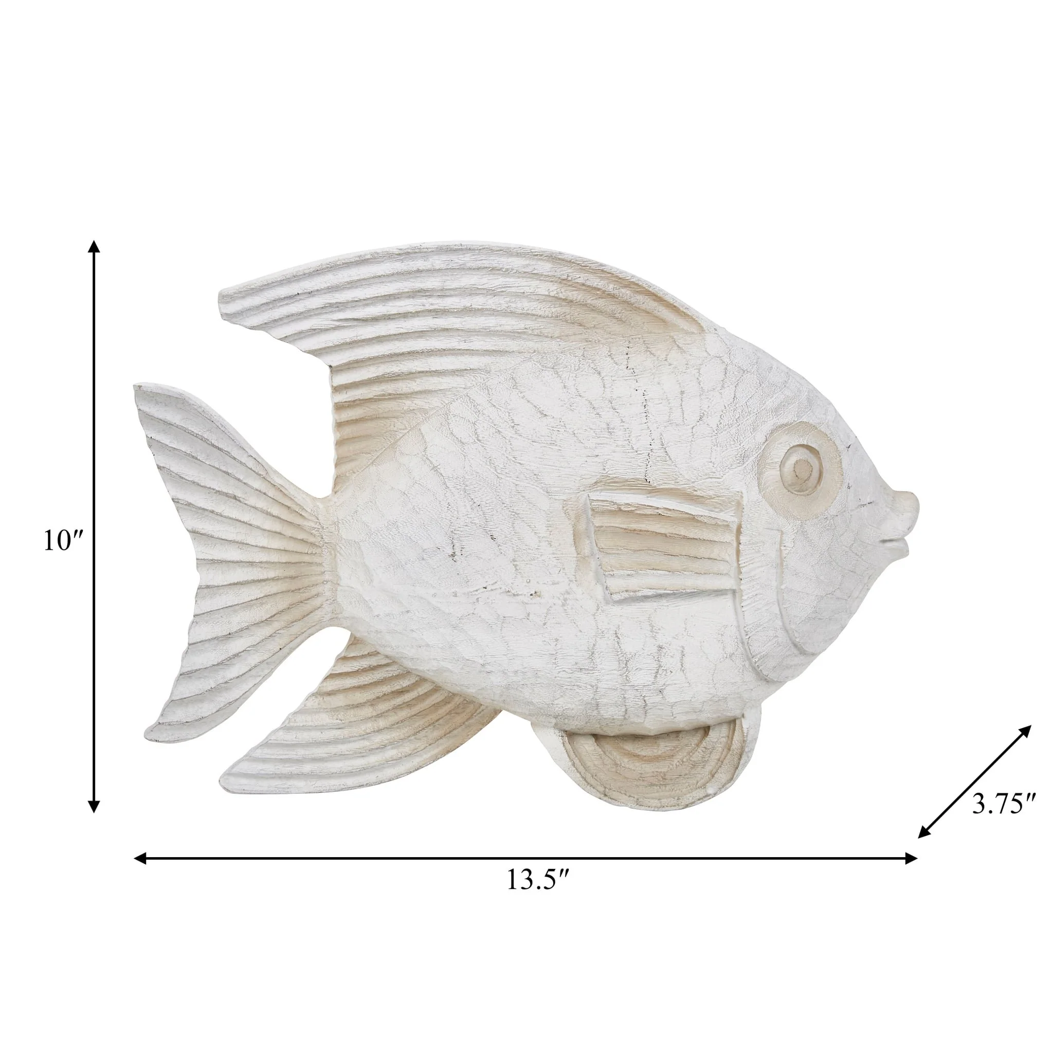 Resin 14" Fish Figurine, White Wash - Image 3