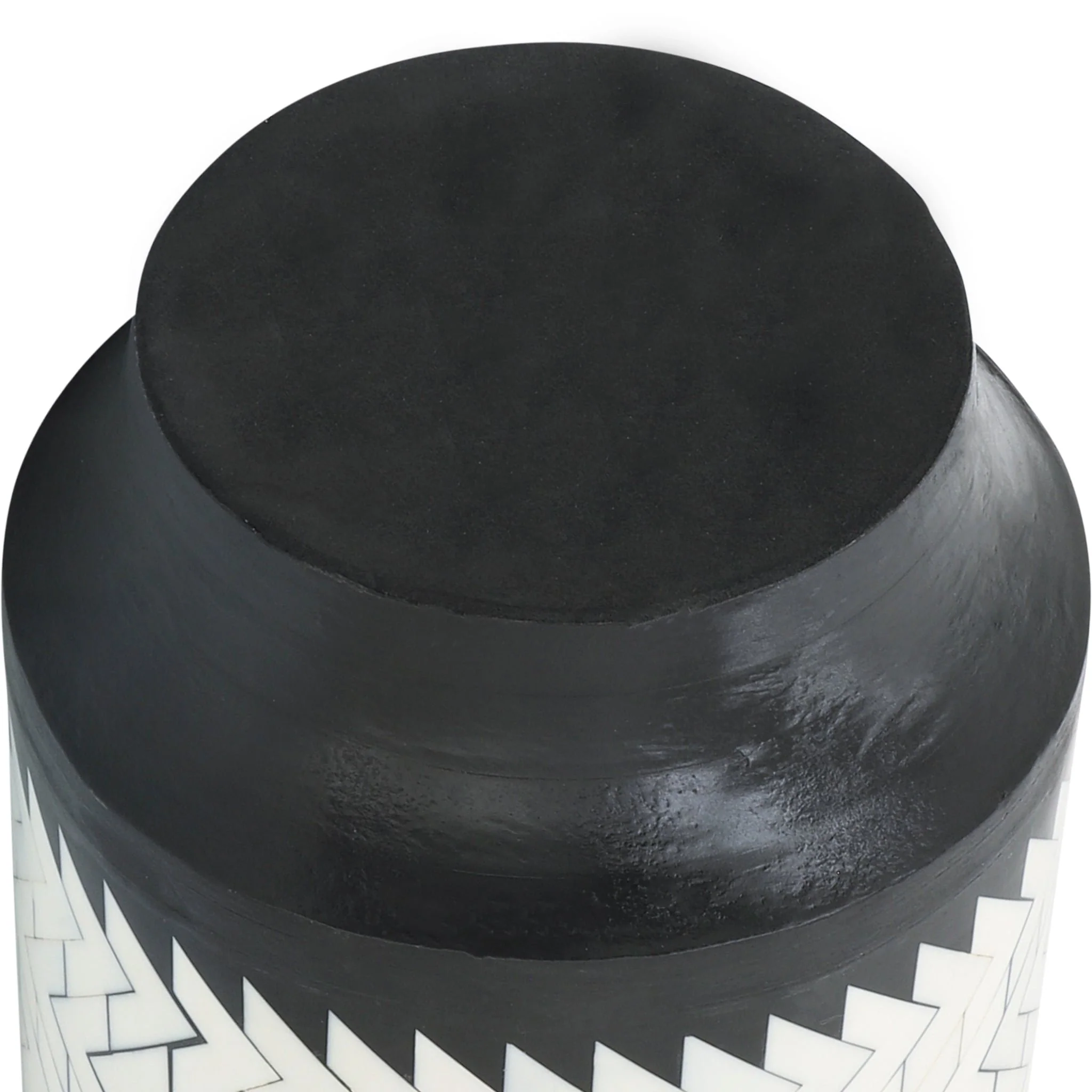 Resin 14"h Chevron Vase, Blk/white - Image 7