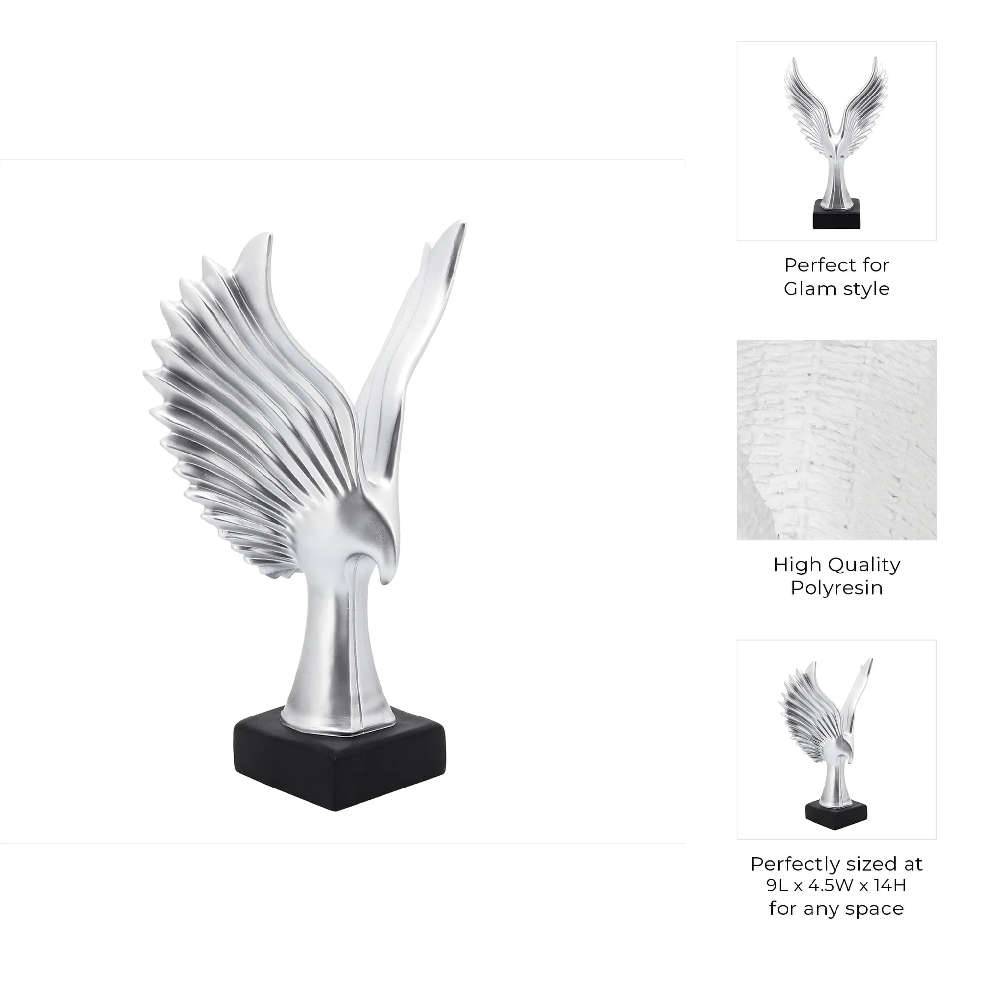 Resin 14"h Eagle Table Accent, Silver - Image 7