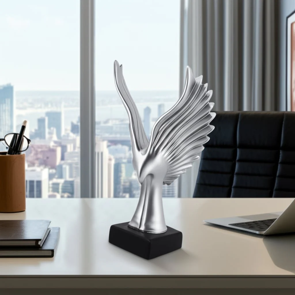 Resin 14"h Eagle Table Accent, Silver - Image 8