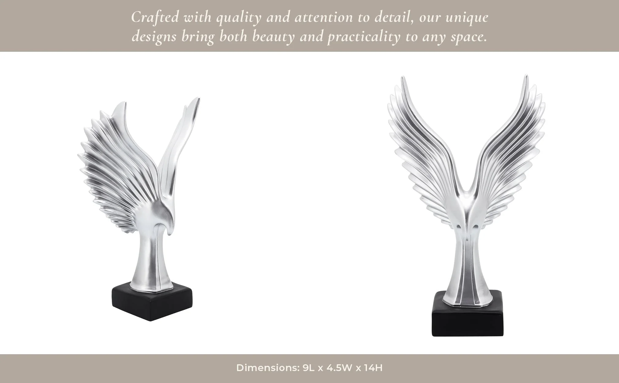Resin 14"h Eagle Table Accent, Silver - Image 9
