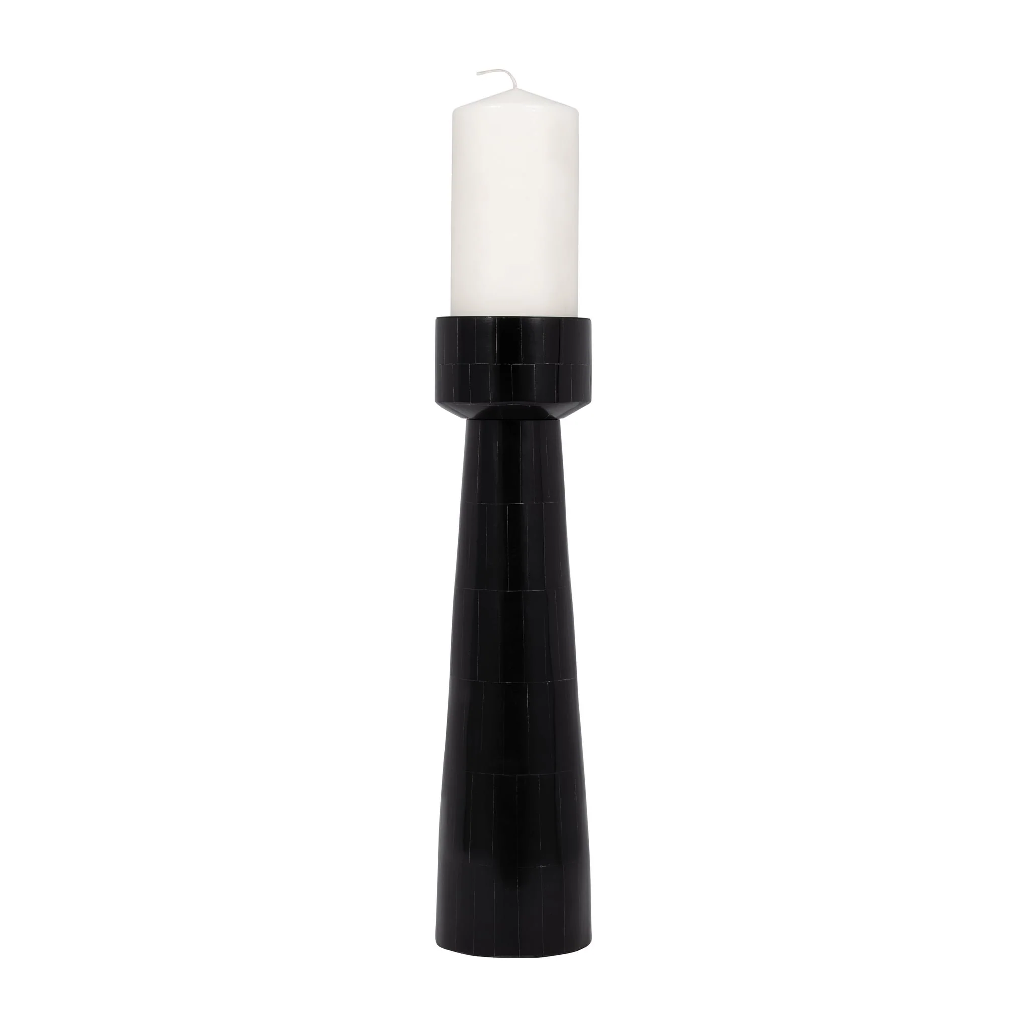 Resin, 15" Pillar Candleholder, Black - Image 2