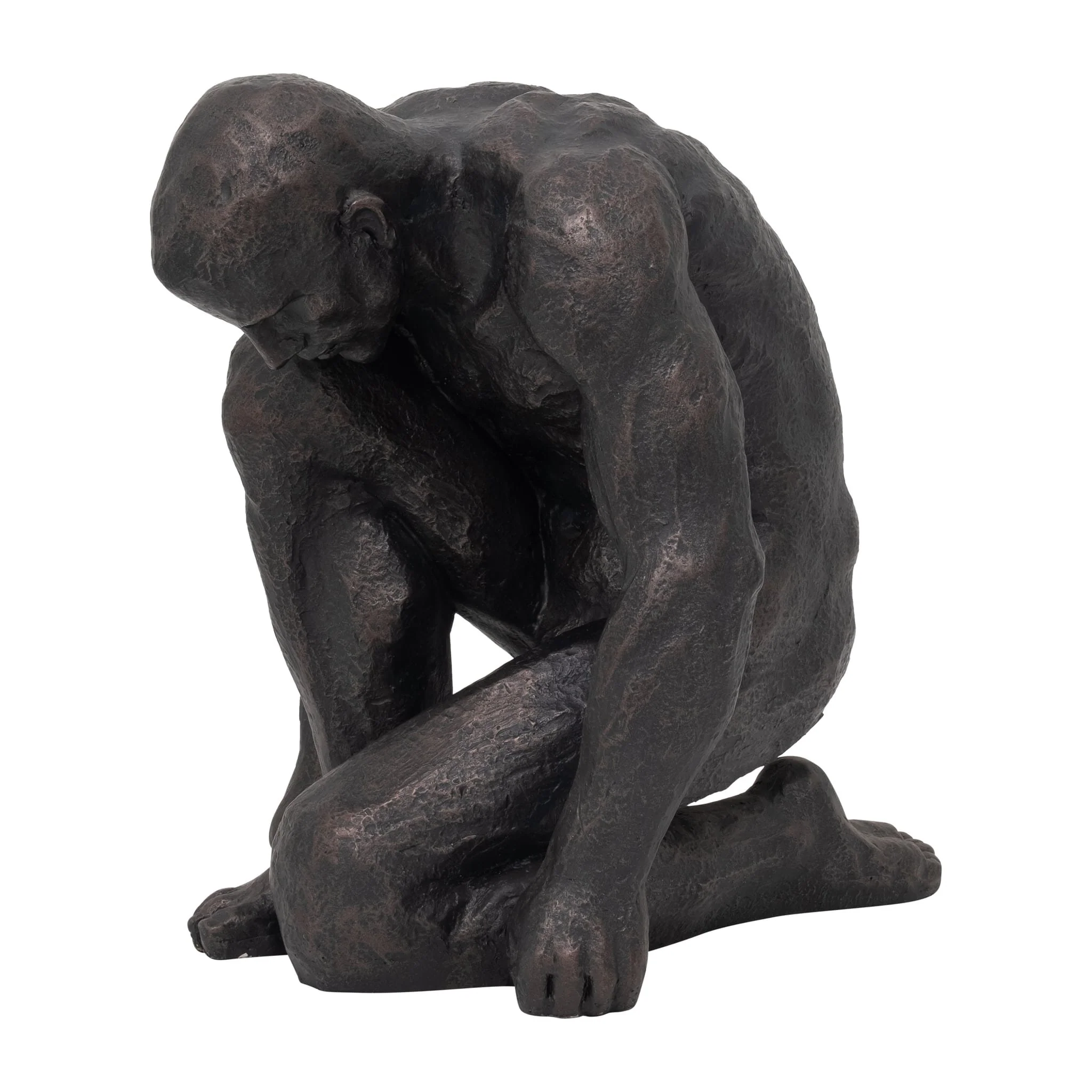 Resin 16"h Kneeling Man, Black - Image 2