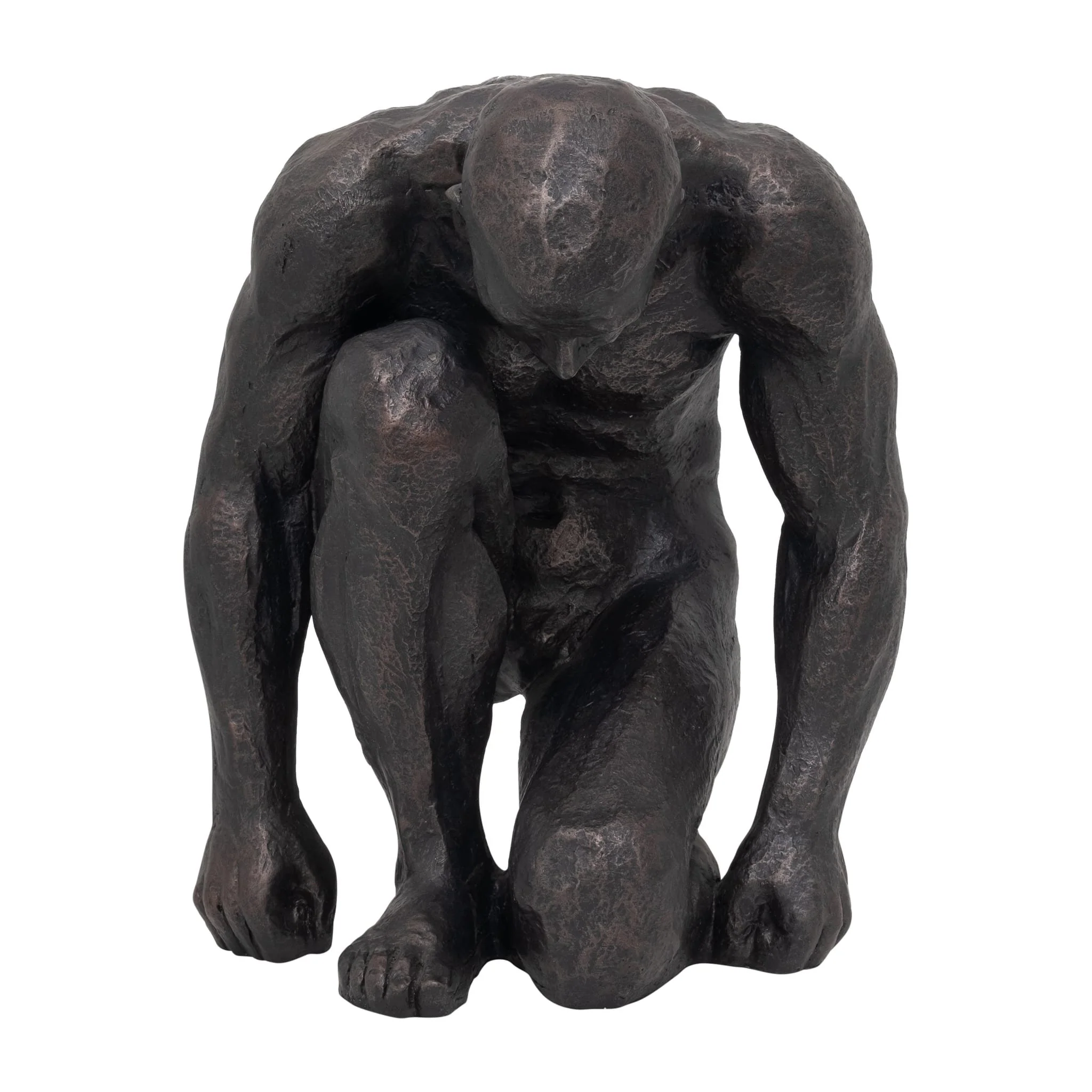 Resin 16"h Kneeling Man, Black - Image 3
