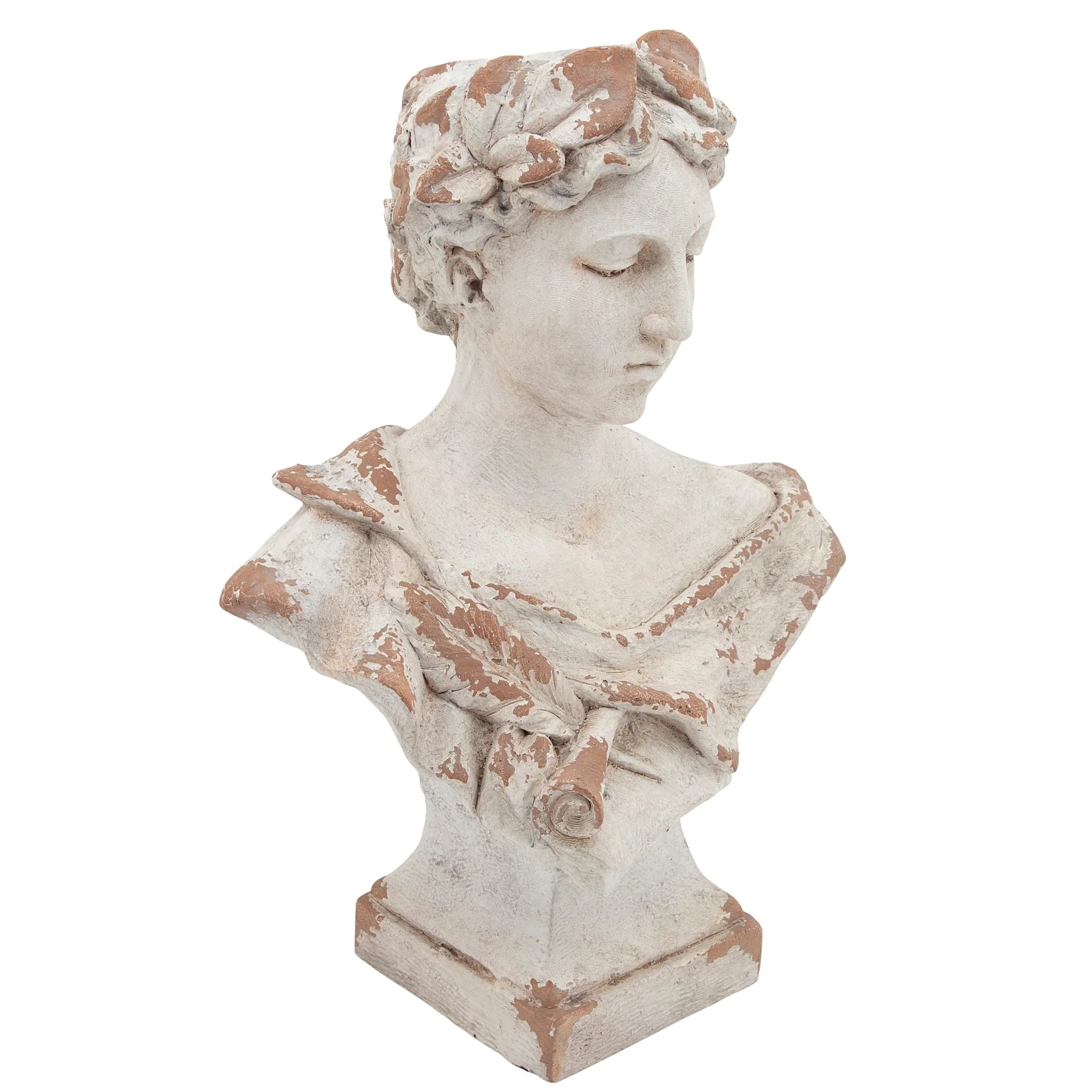 Resin, 21"h Lady W/ Laurels, White - Image 2