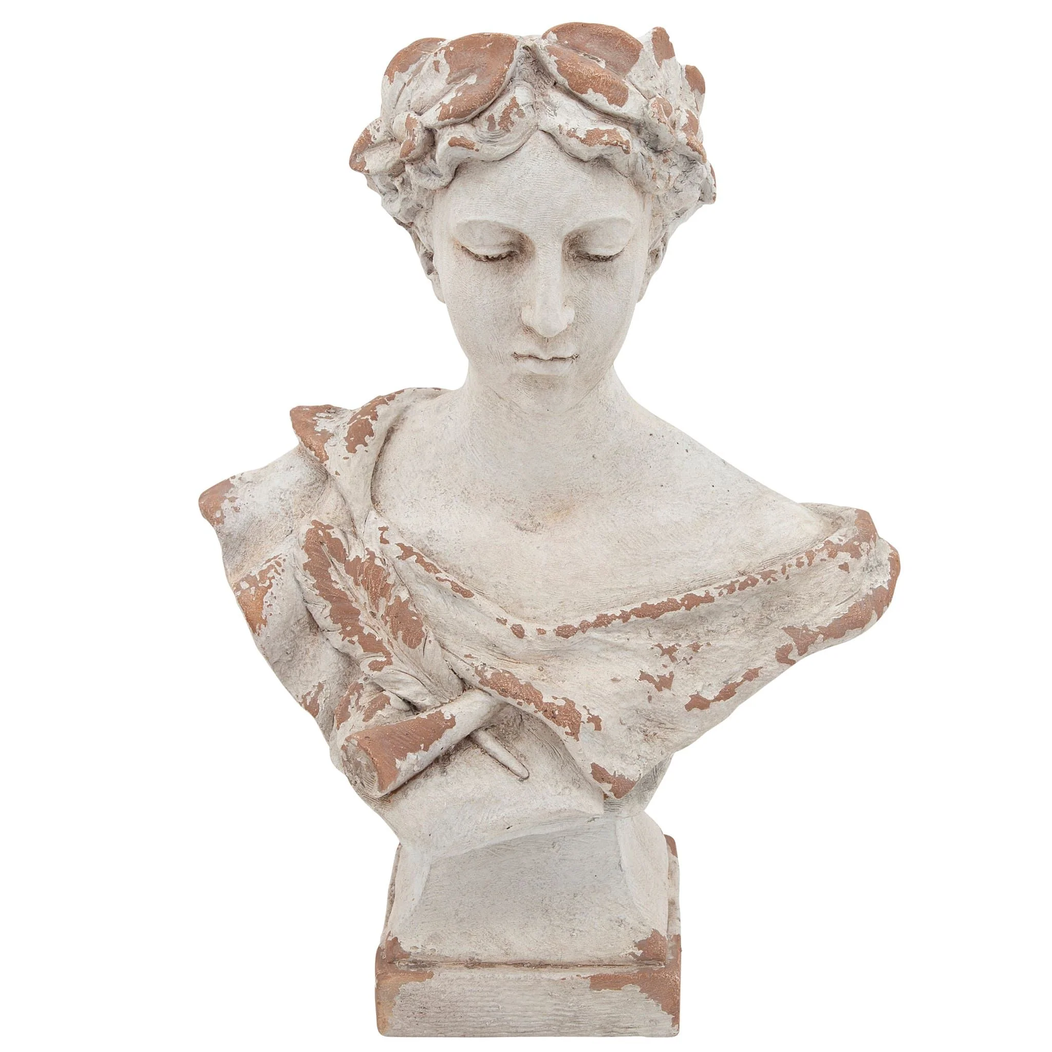 Resin, 21"h Lady W/ Laurels, White - Image 5