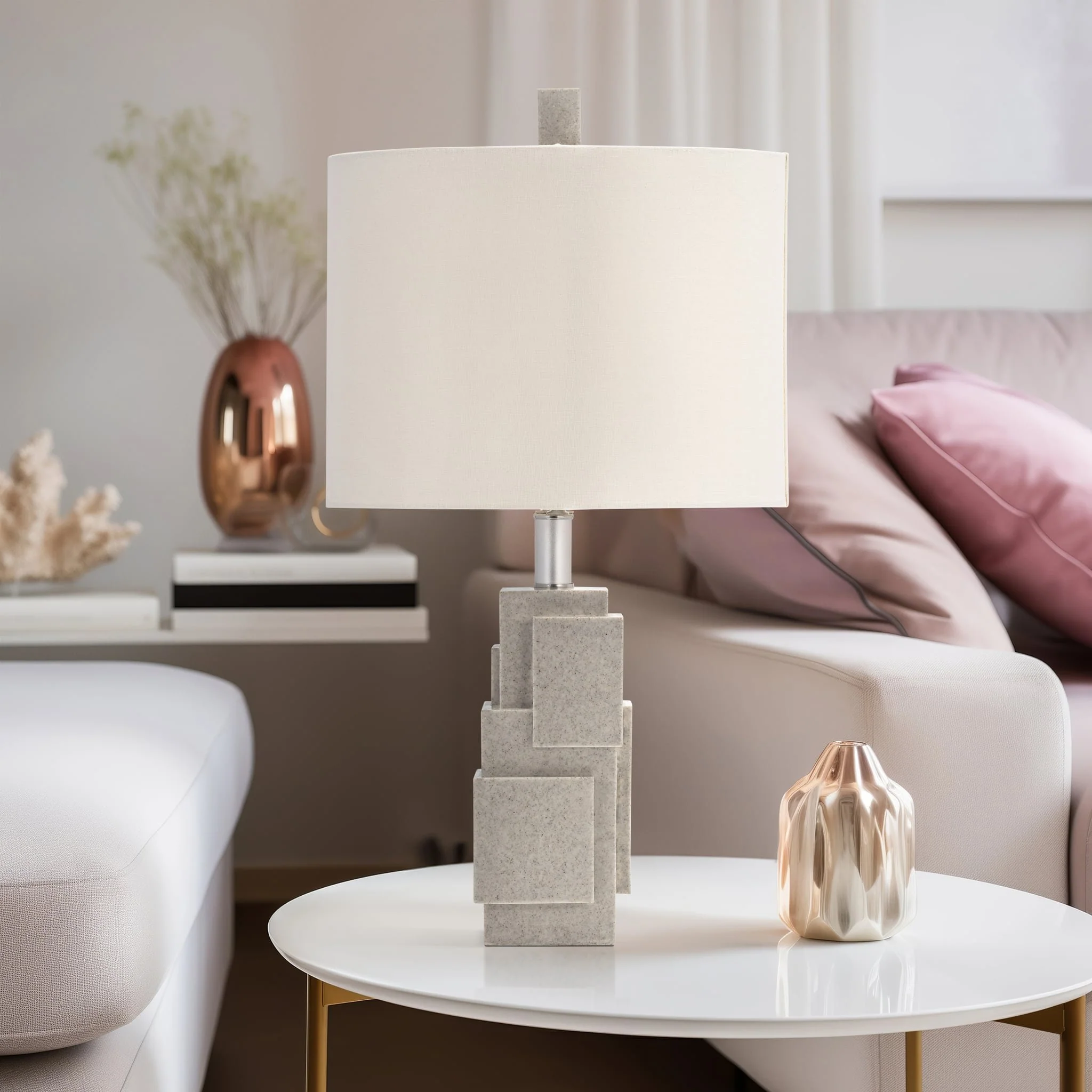 Resin 22" Blocks Table Lamp,gray - Image 10