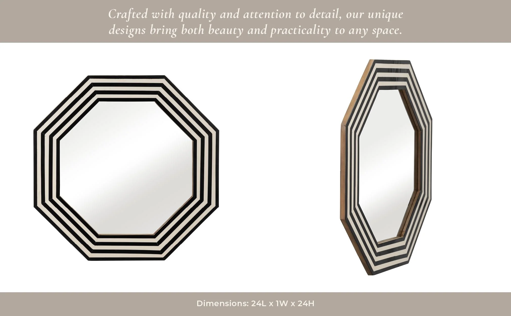 Resin 24x24 Octagon Mirror Blk/wht - Image 11