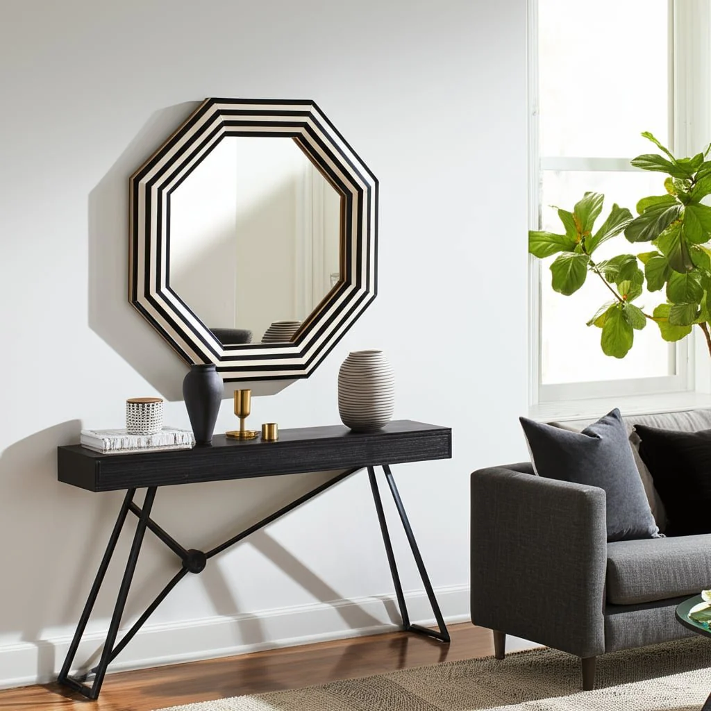 Resin 24x24 Octagon Mirror Blk/wht - Image 9