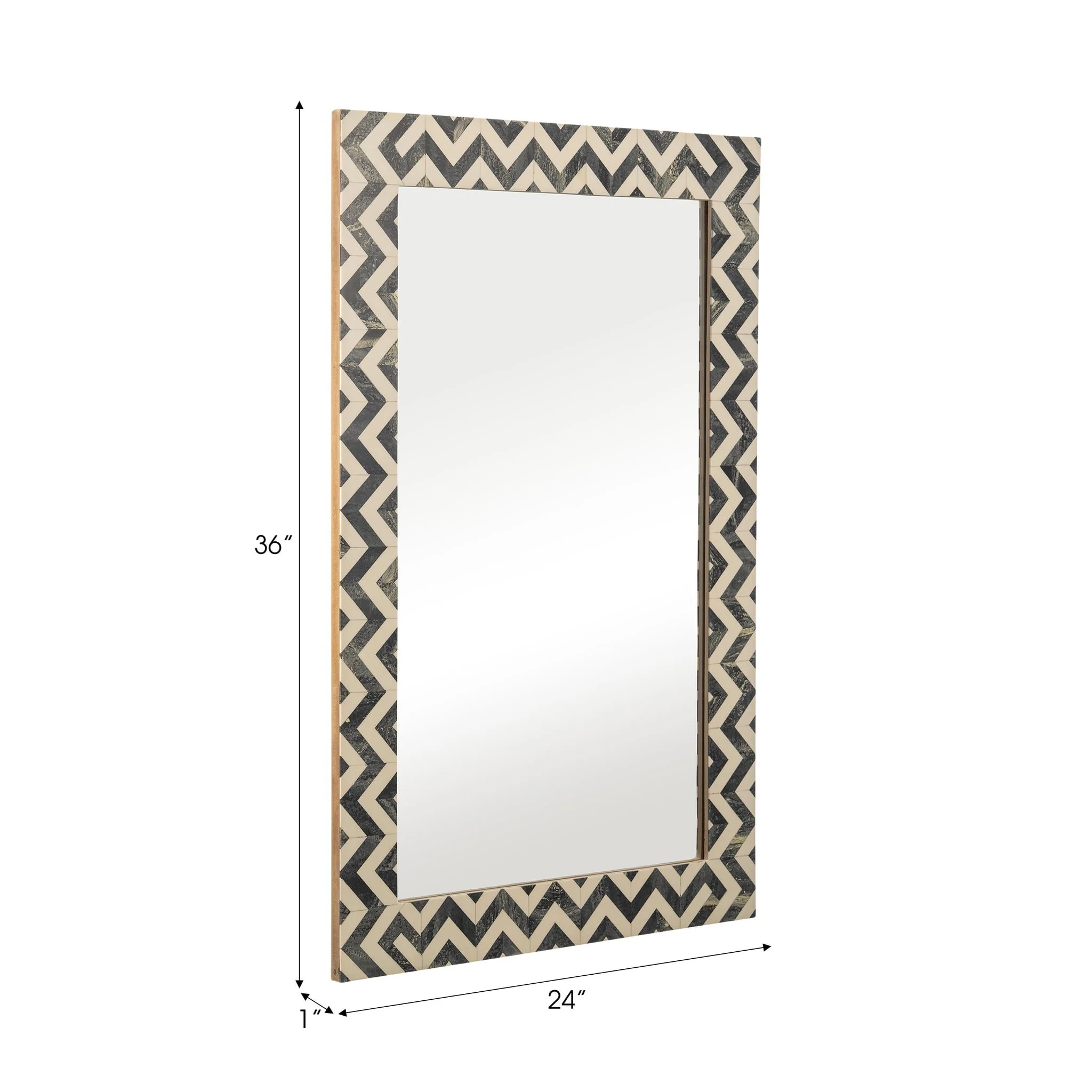 Resin 24x36 Chevron Rect Mirror Gray/wht - Image 6