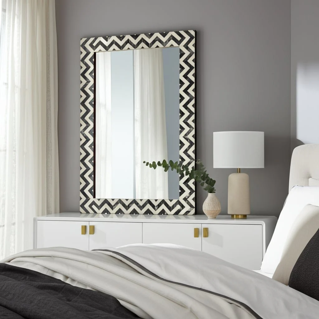 Resin 24x36 Chevron Rect Mirror Gray/wht - Image 8