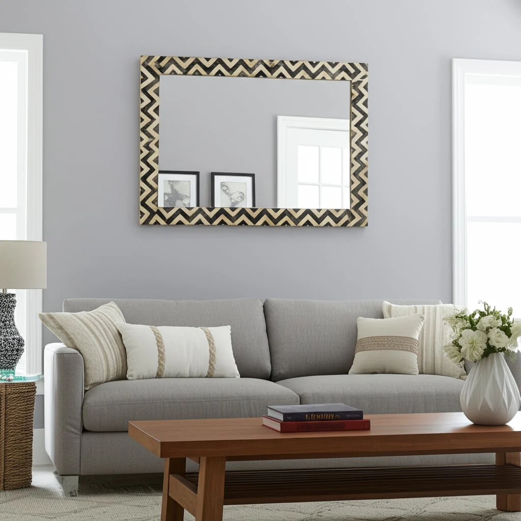 Resin 24x36 Chevron Rect Mirror Gray/wht - Image 9