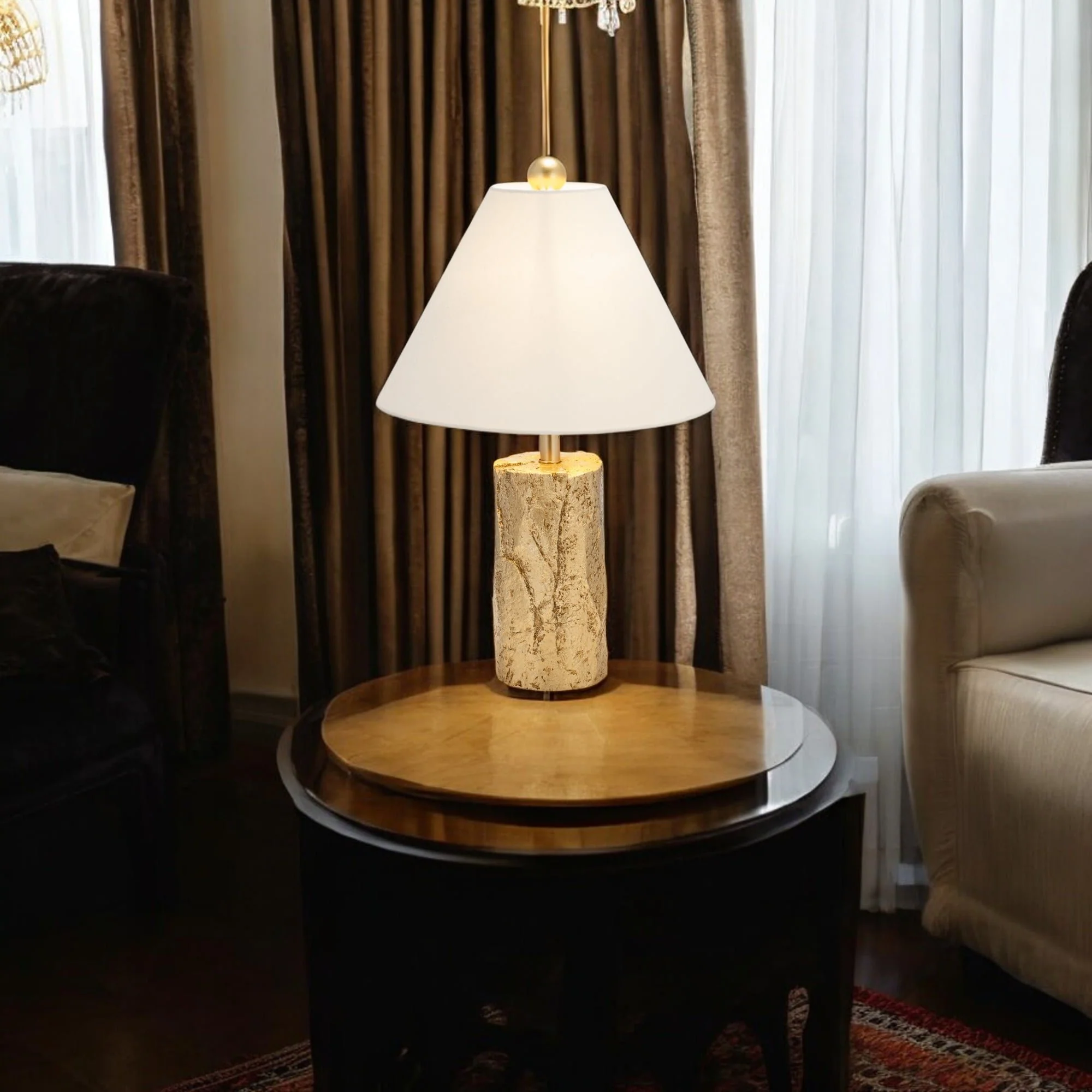 Resin 26" Textured Table Lamp, Gold - Image 10