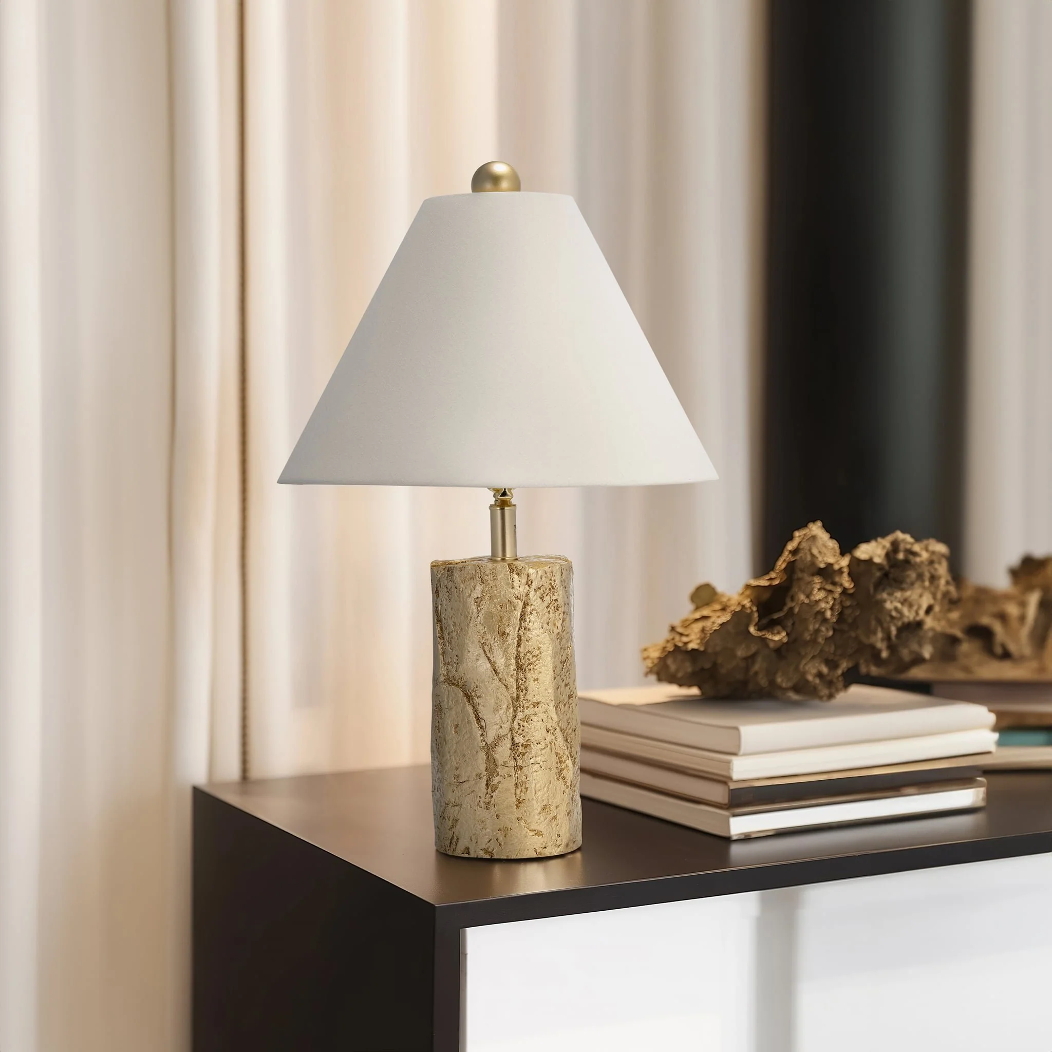 Resin 26" Textured Table Lamp, Gold - Image 8