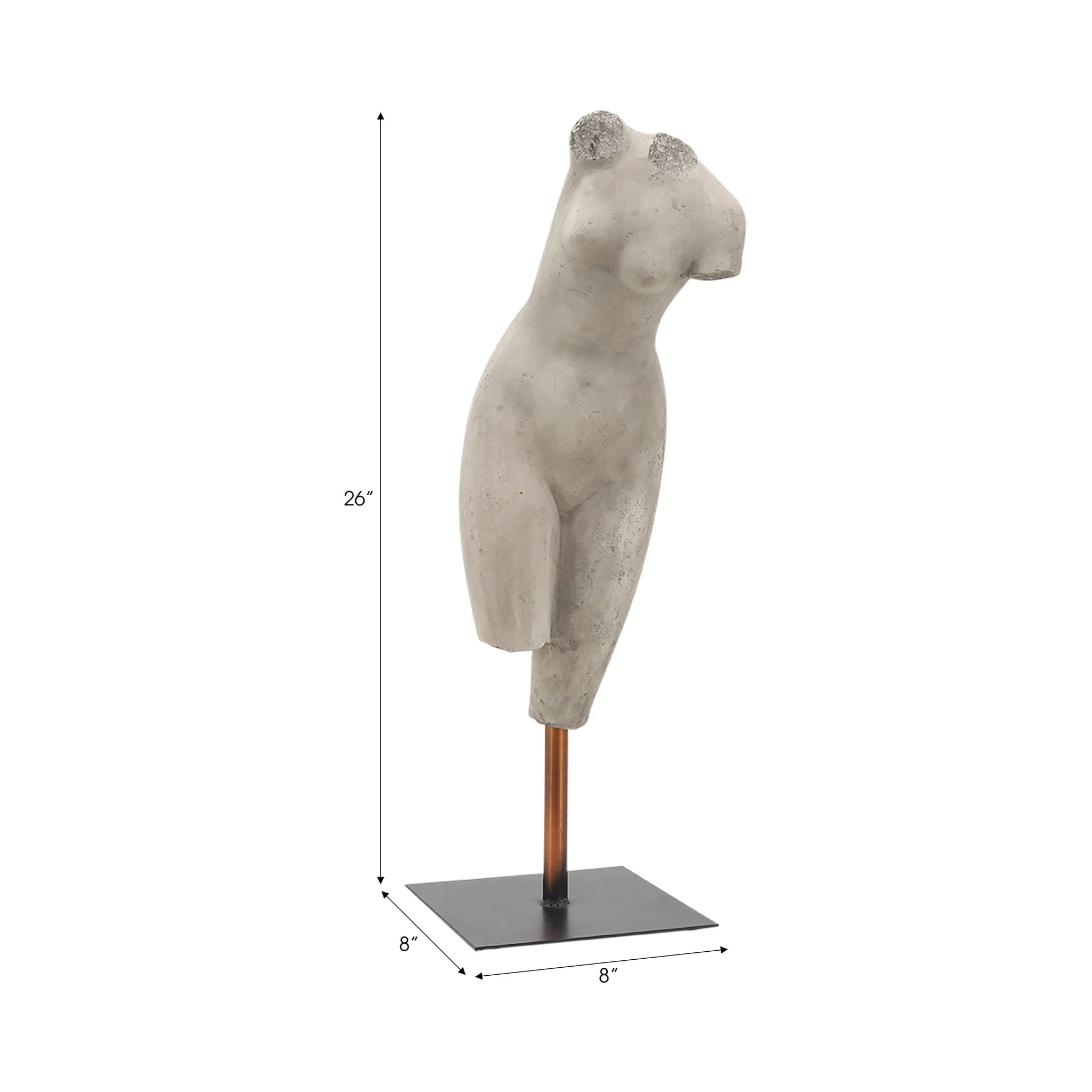Resin, 26"h Torso, Gray Kd - Image 8