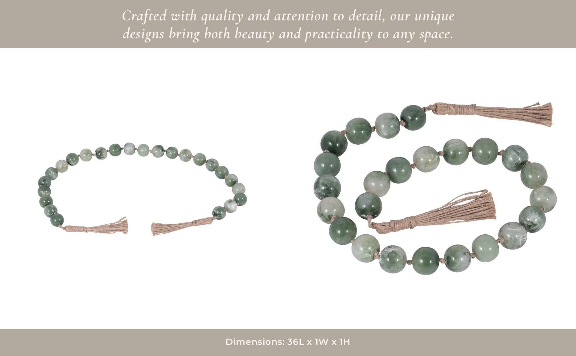Resin, 36 X 1 Bead Garland, Green - Image 11