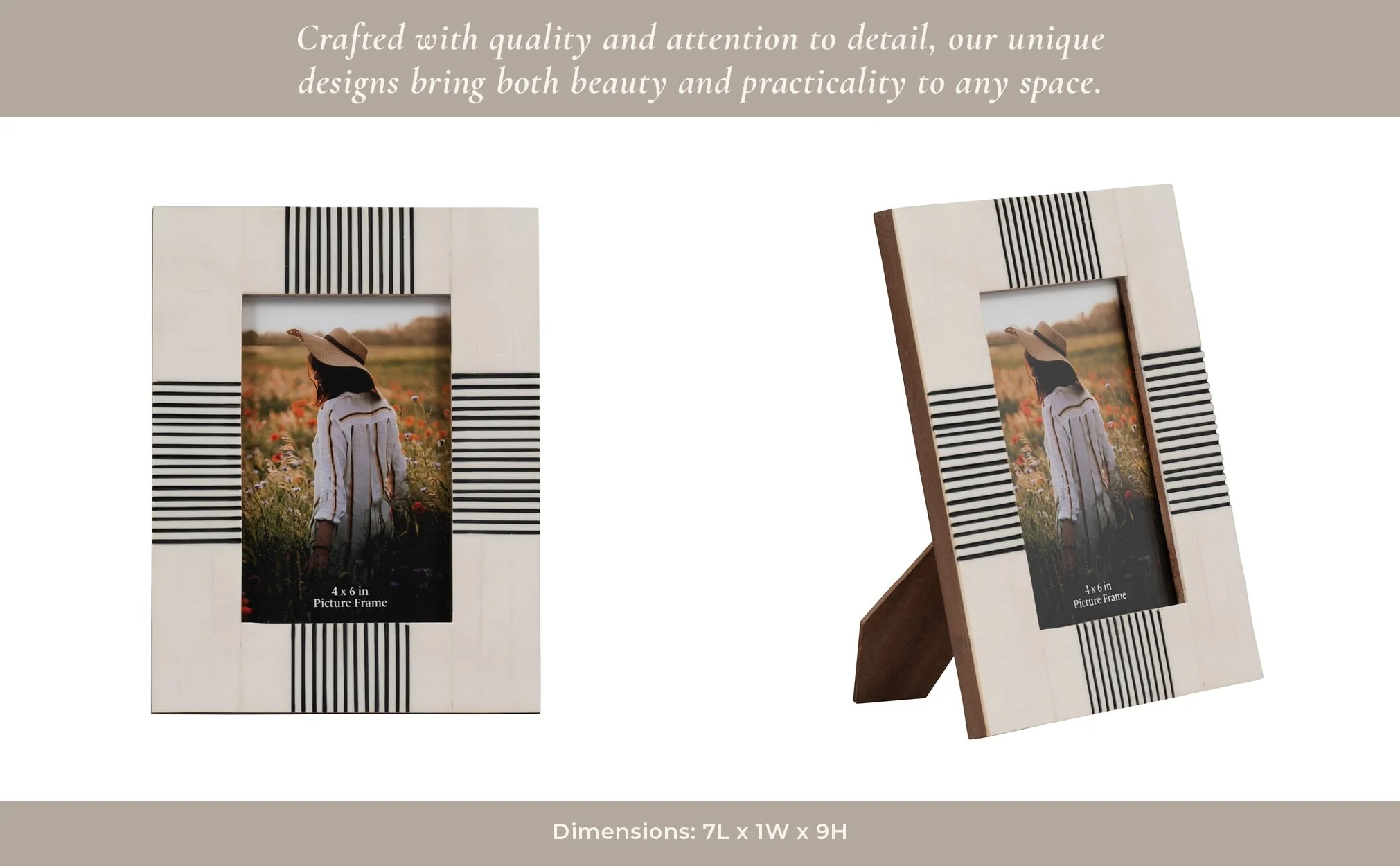 Resin, 4x6 Abstract Photo Frame, Black/white - Image 10