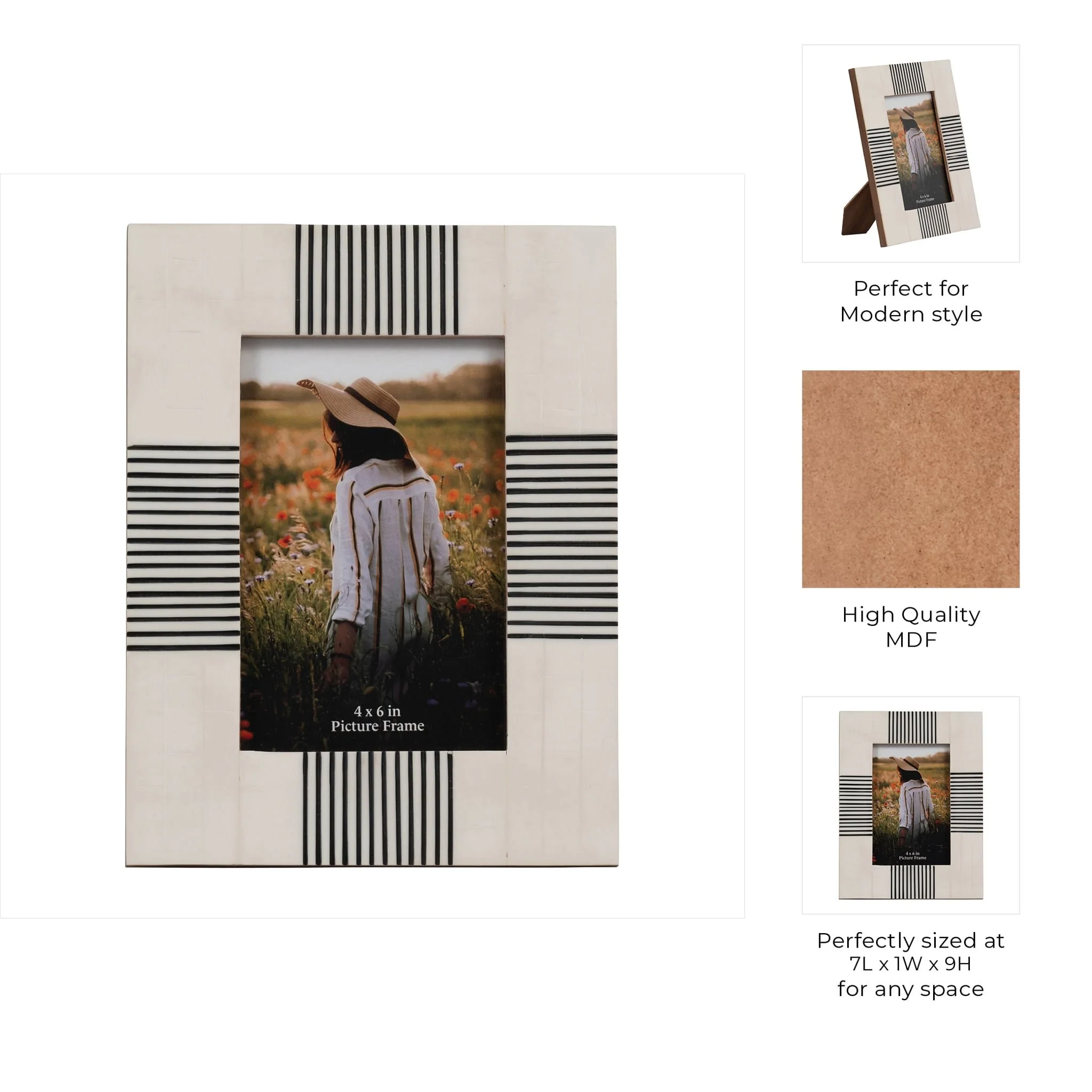 Resin, 4x6 Abstract Photo Frame, Black/white - Image 7