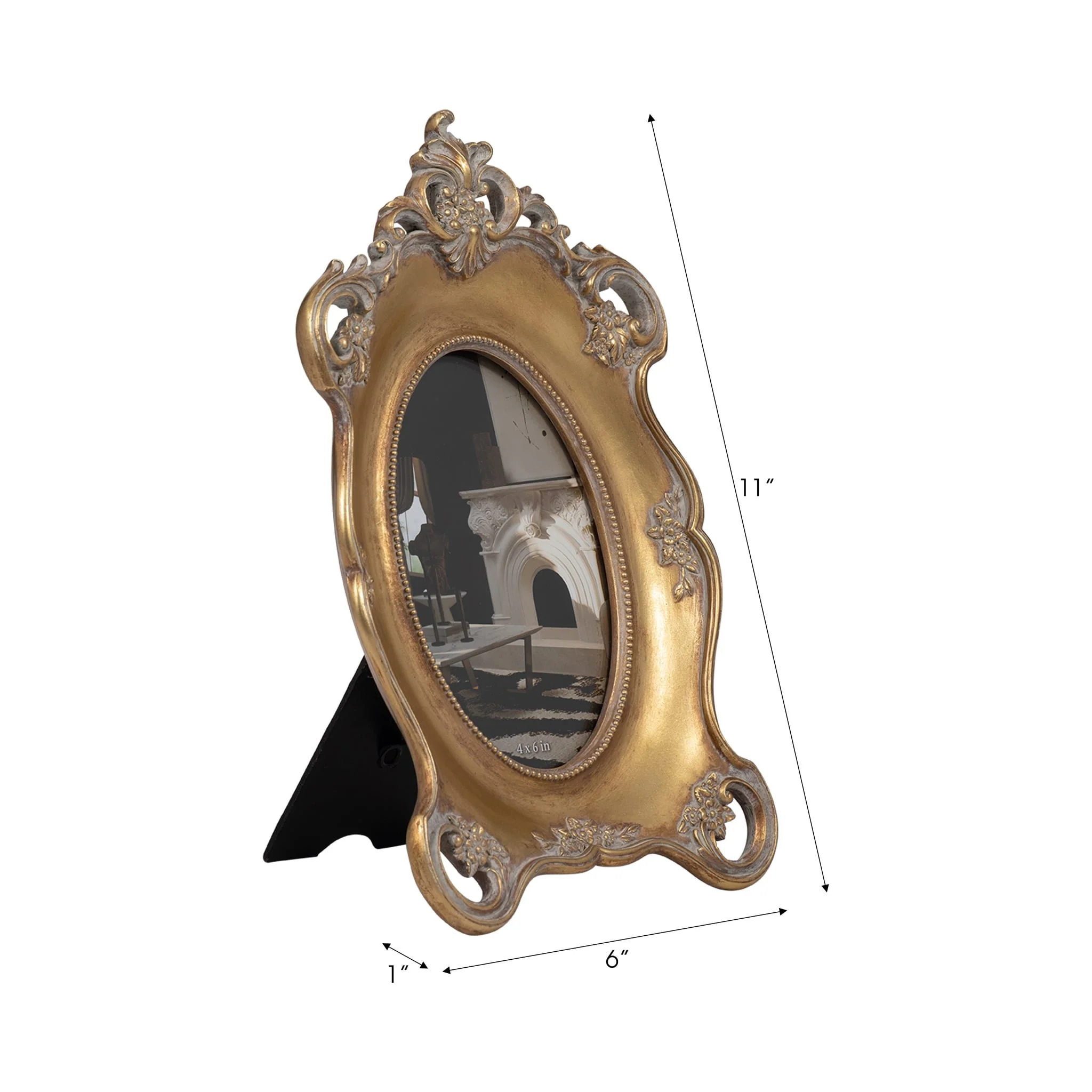 Resin, 4x6 Baroque Photo Frame, Gold - Image 6