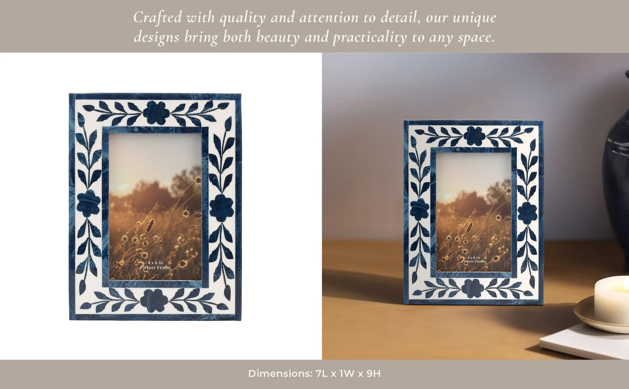 Resin,4x6 Blue Petals Photo Frame,white/blue - Image 11