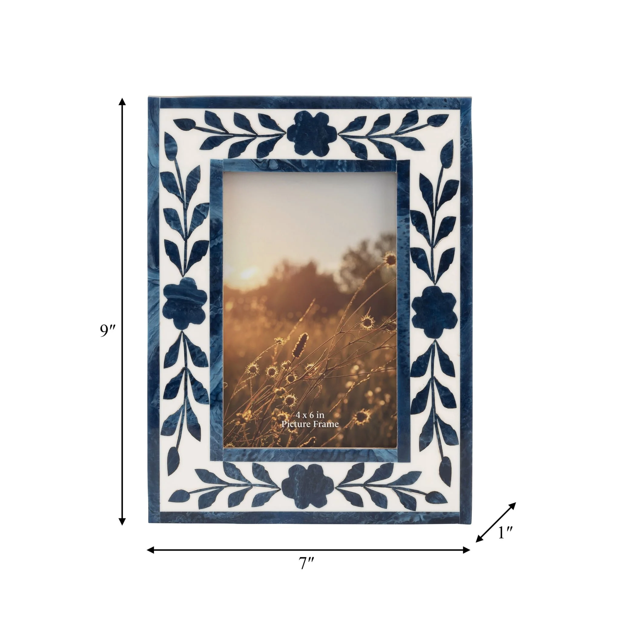 Resin,4x6 Blue Petals Photo Frame,white/blue - Image 7