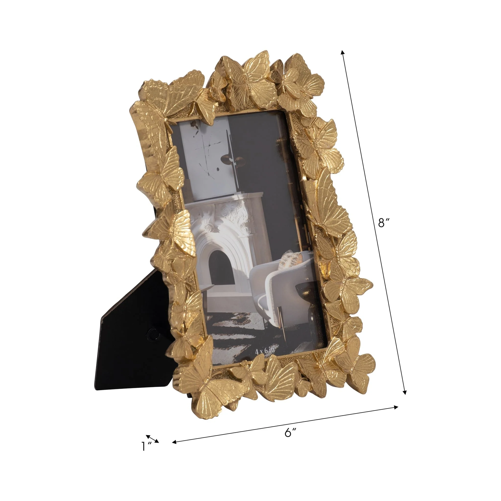 Resin, 4x6 Butterflies Photo Frame, Gold - Image 6