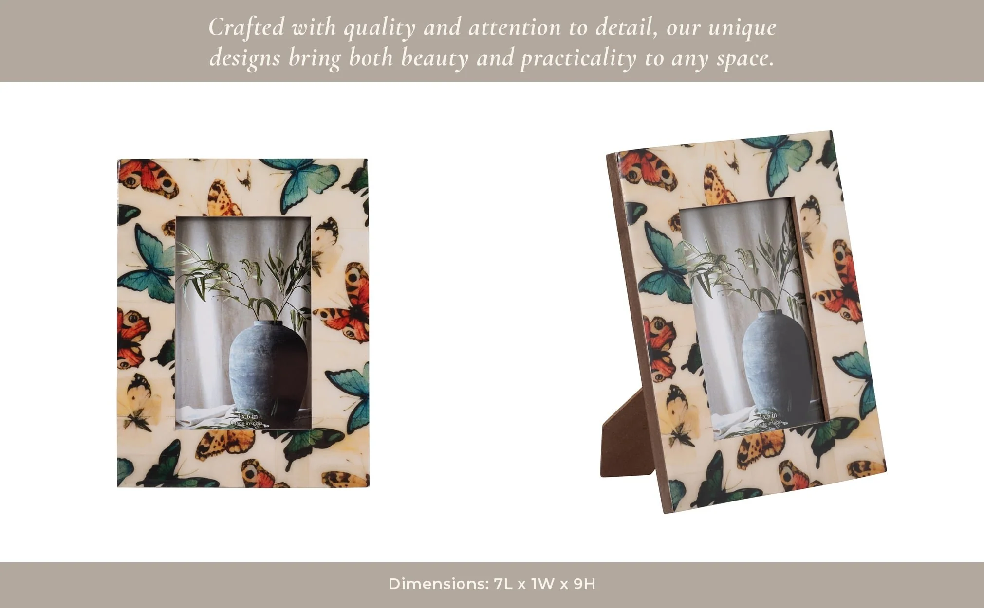 Resin, 4x6 Butterflies Photo Frame, Multi - Image 14
