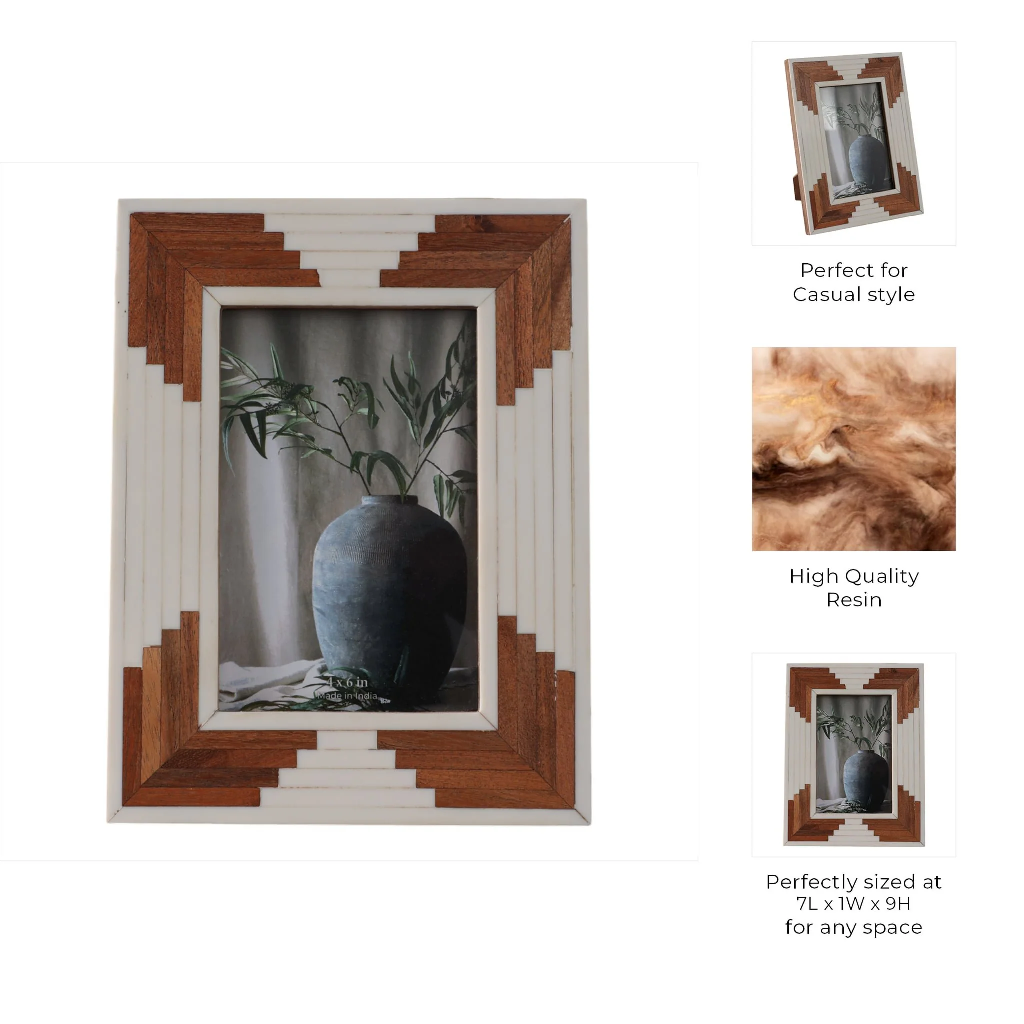 Resin, 4x6 Cascading Wood Photo Frame, White - Image 8