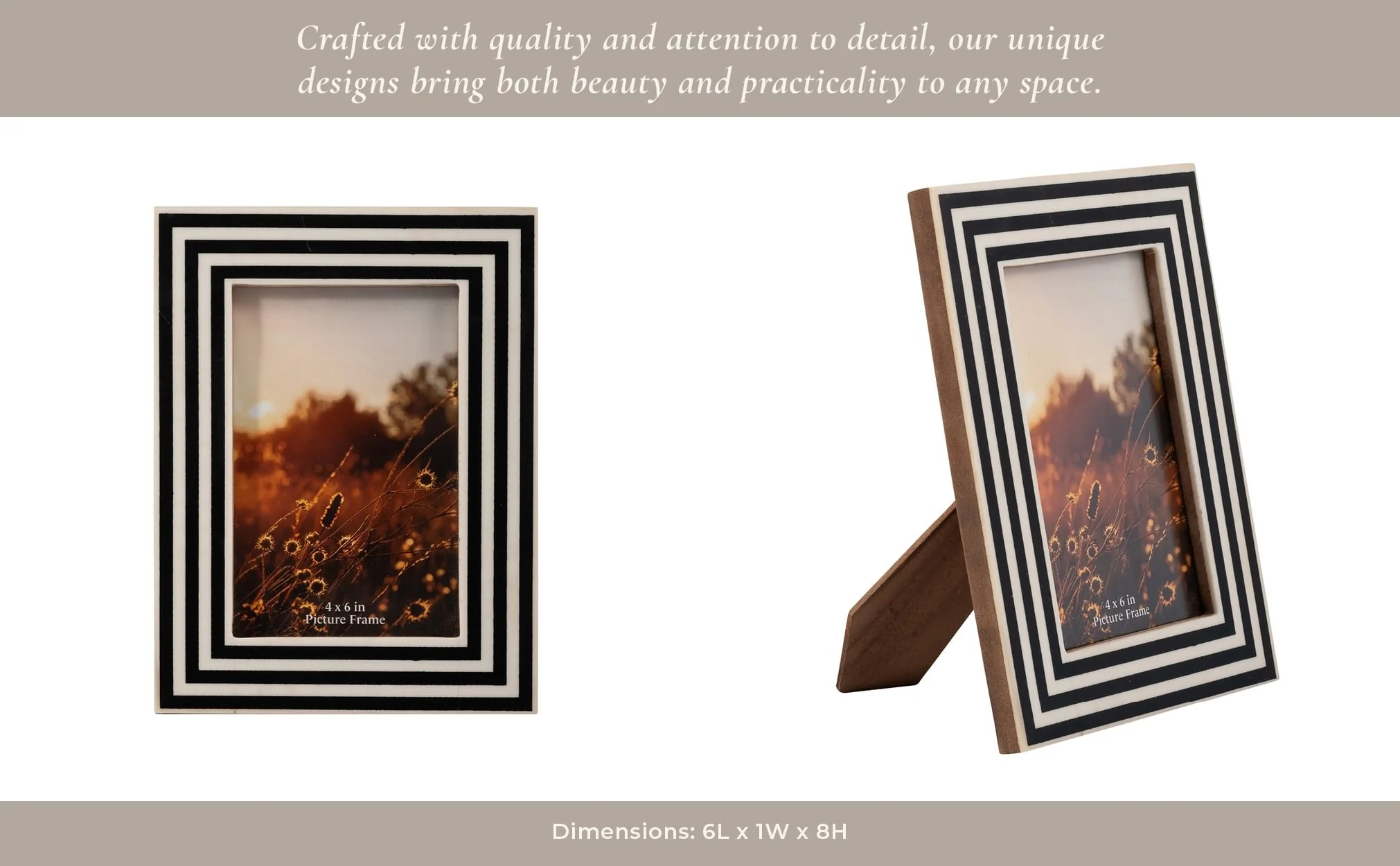Resin,4x6 Dimensional Lines Photo Frame,blk/white - Image 10