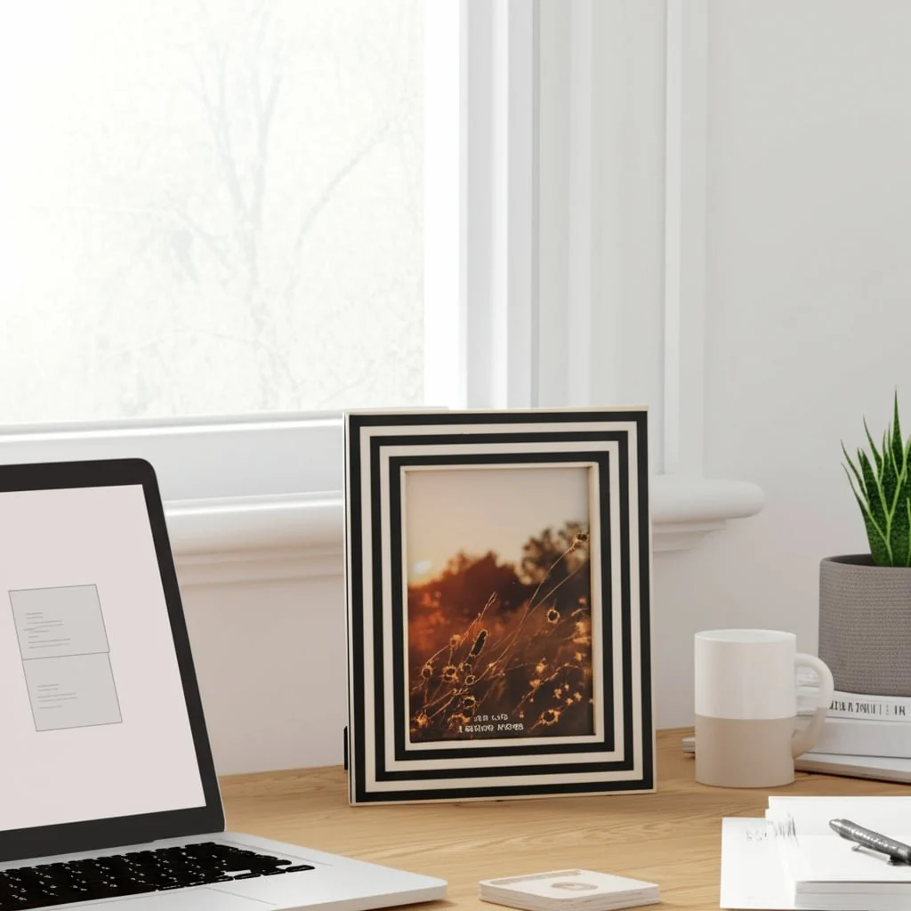 Resin,4x6 Dimensional Lines Photo Frame,blk/white - Image 8